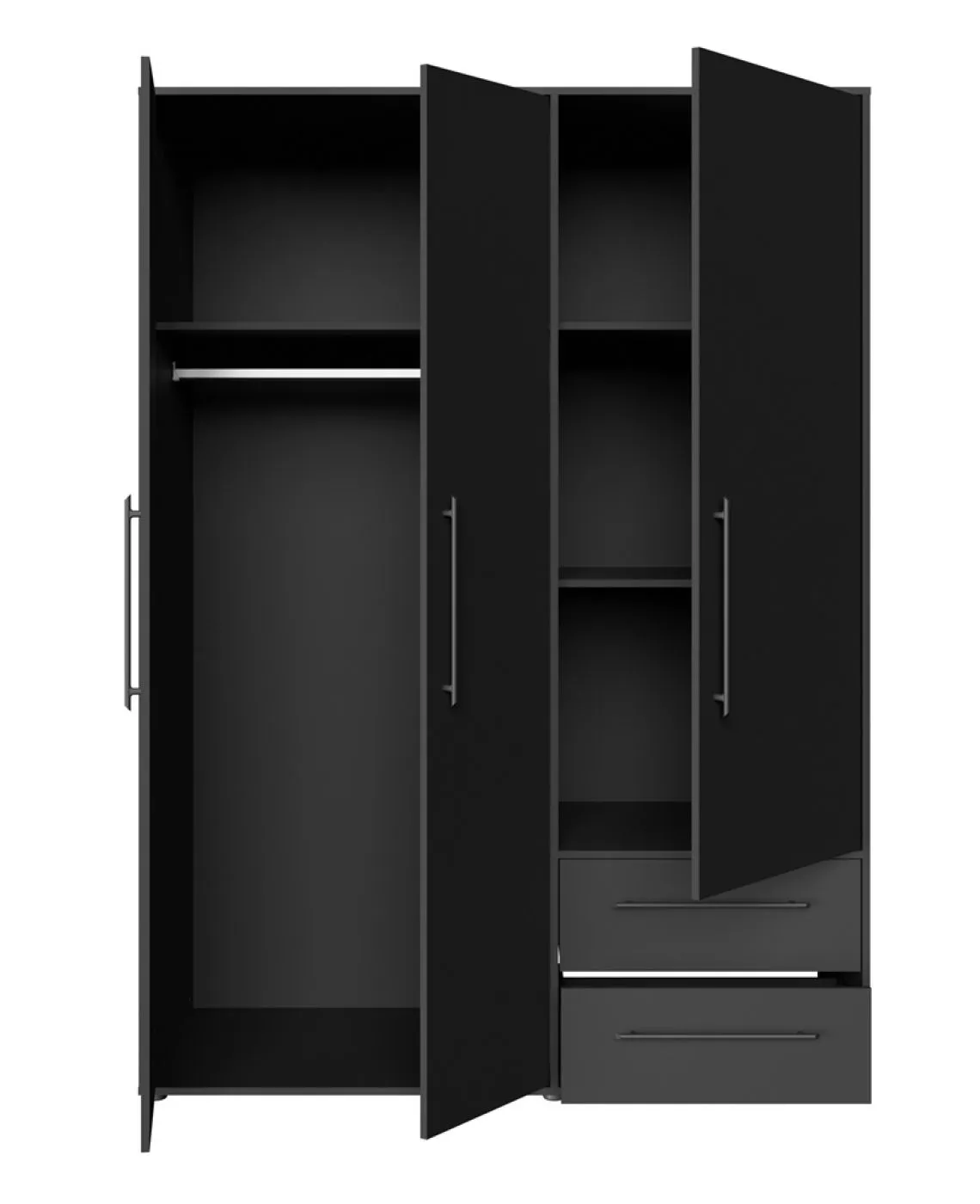 Kleiderschrank Drehtürenschrank Mokko | mit Schubkästen | schwarz | verschiedene Größen