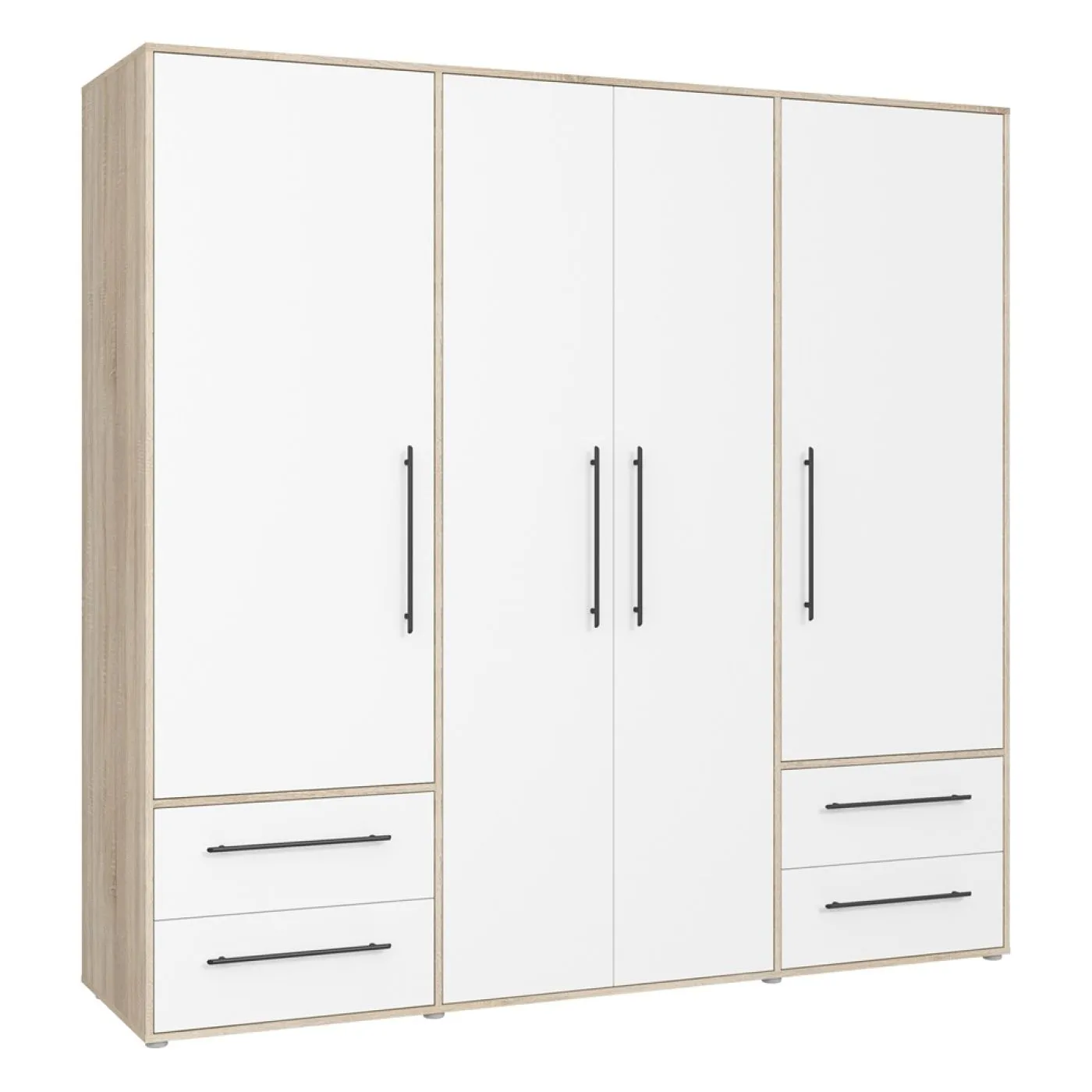 Kleiderschrank Drehtürenschrank Mokko | mit Schubkästen | Sonoma Eiche / weiß | verschiedene Größen