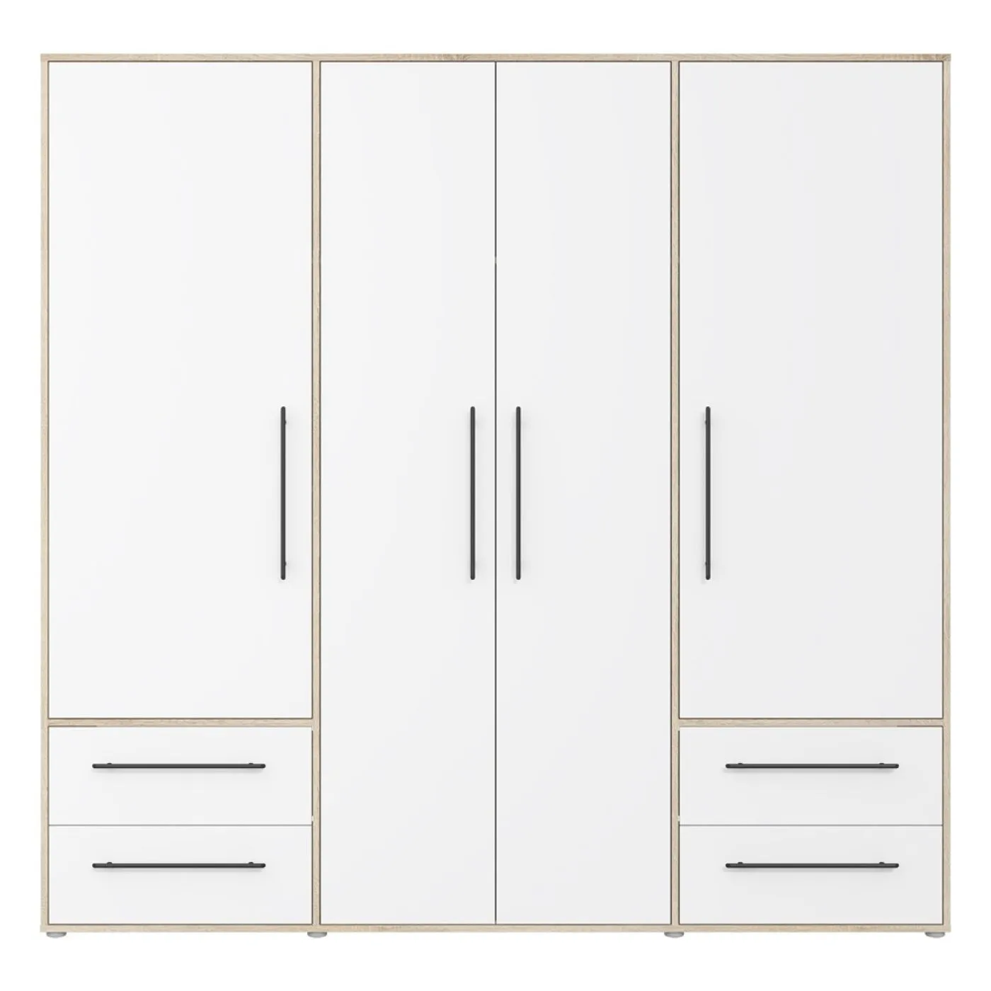Kleiderschrank Drehtürenschrank Mokko | mit Schubkästen | Sonoma Eiche / weiß | verschiedene Größen