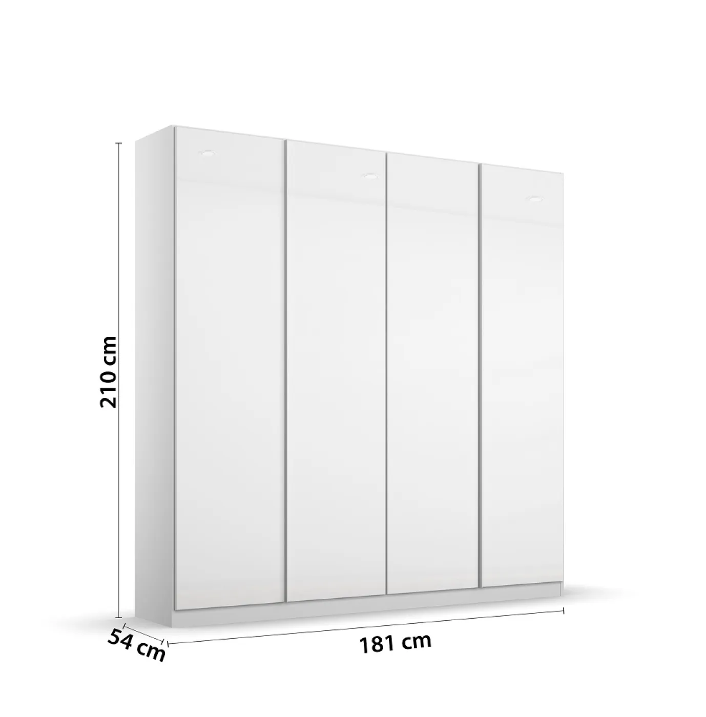 Kleiderschrank Drehtürenschrank Monostar | 4-türig | mit Glastüren | Alpinweiß | 181x210 | ohne Schubkasteneinsatz & Wäscheeinteilung
