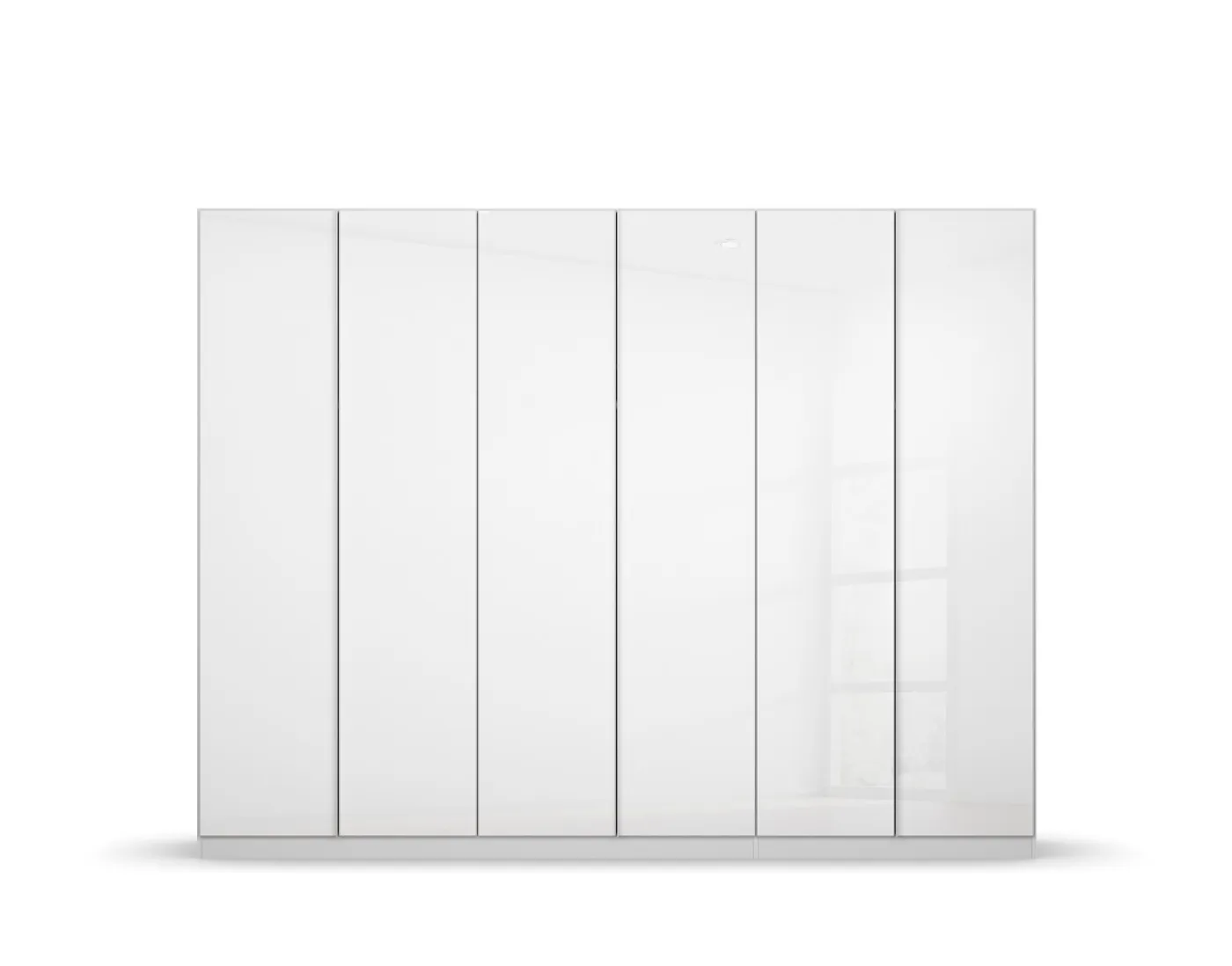 Kleiderschrank Drehtürenschrank Monostar | 6-türig | mit Glastüren | Alpinweiß | 271x210 | mit Schubkasteneinsatz & Wäscheeinteilung