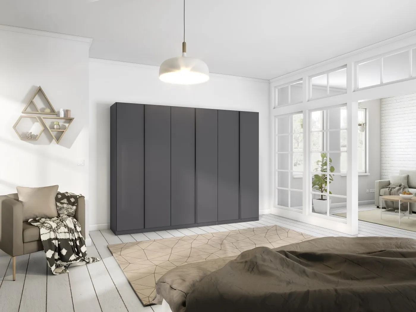 Kleiderschrank Drehtürenschrank Monostar | grau-metallic | verschiedene Größen