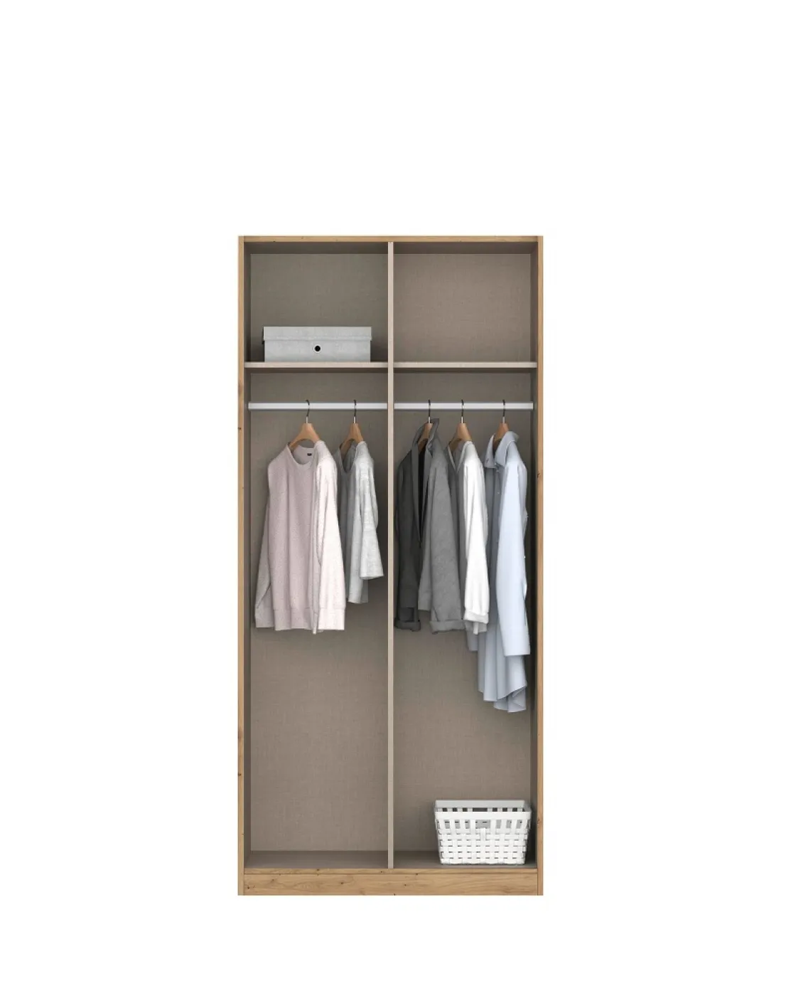 Kleiderschrank Drehtürenschrank Nidda | 2-türig | Alpinweiß / Eiche Artisan