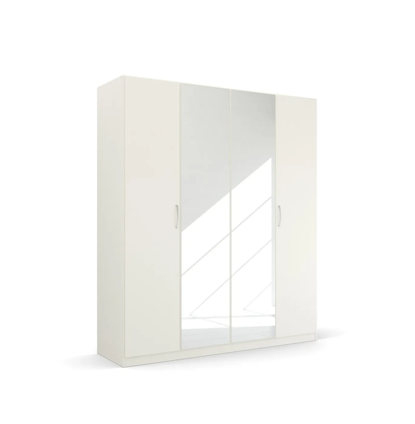 Kleiderschrank Drehtürenschrank Quadra-Spin | 4-türig | mit Spiegeltüren | alpinweiß | 181x210 | Griff Pure