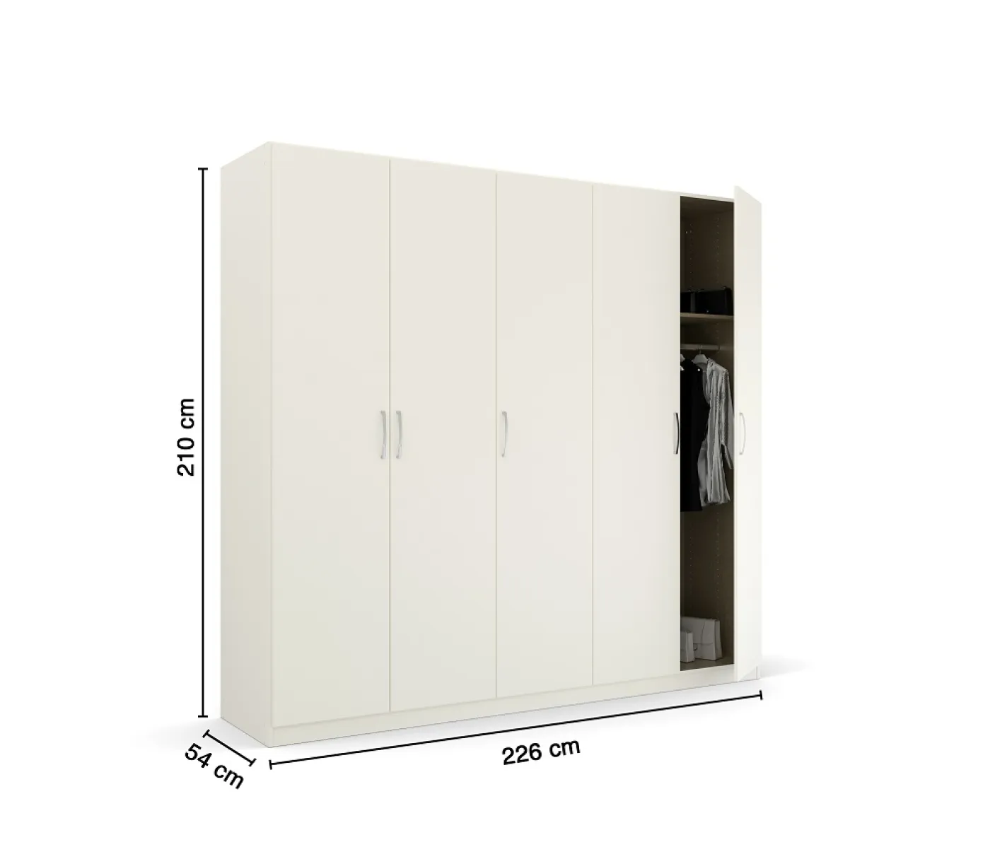 Kleiderschrank Drehtürenschrank Quadra-Spin | 5-türig | alpinweiß | 226x210 | Griff Pure