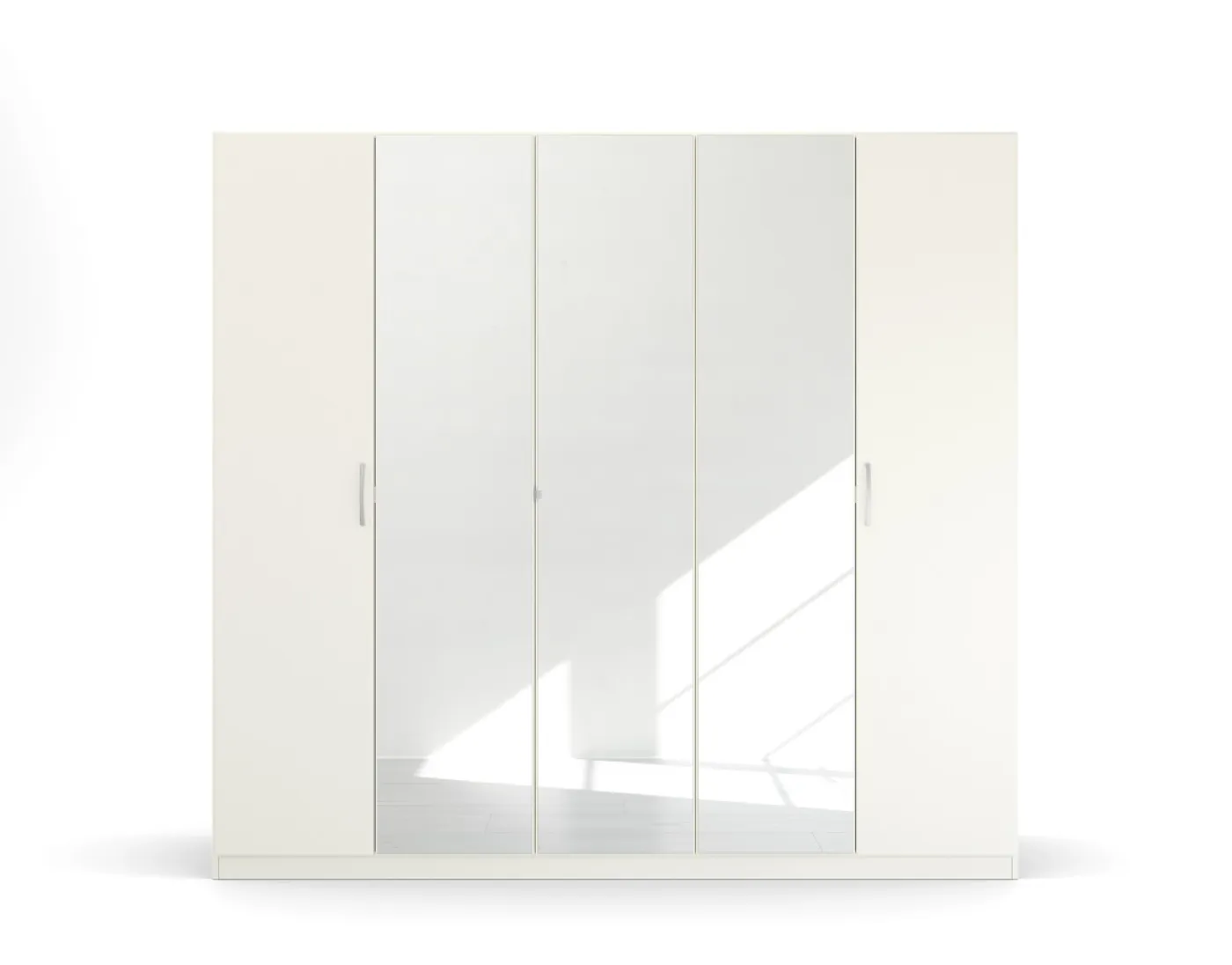 Kleiderschrank Drehtürenschrank Quadra-Spin | 5-türig | mit Spiegeltüren | alpinweiß | 226x210 | Griff Pure