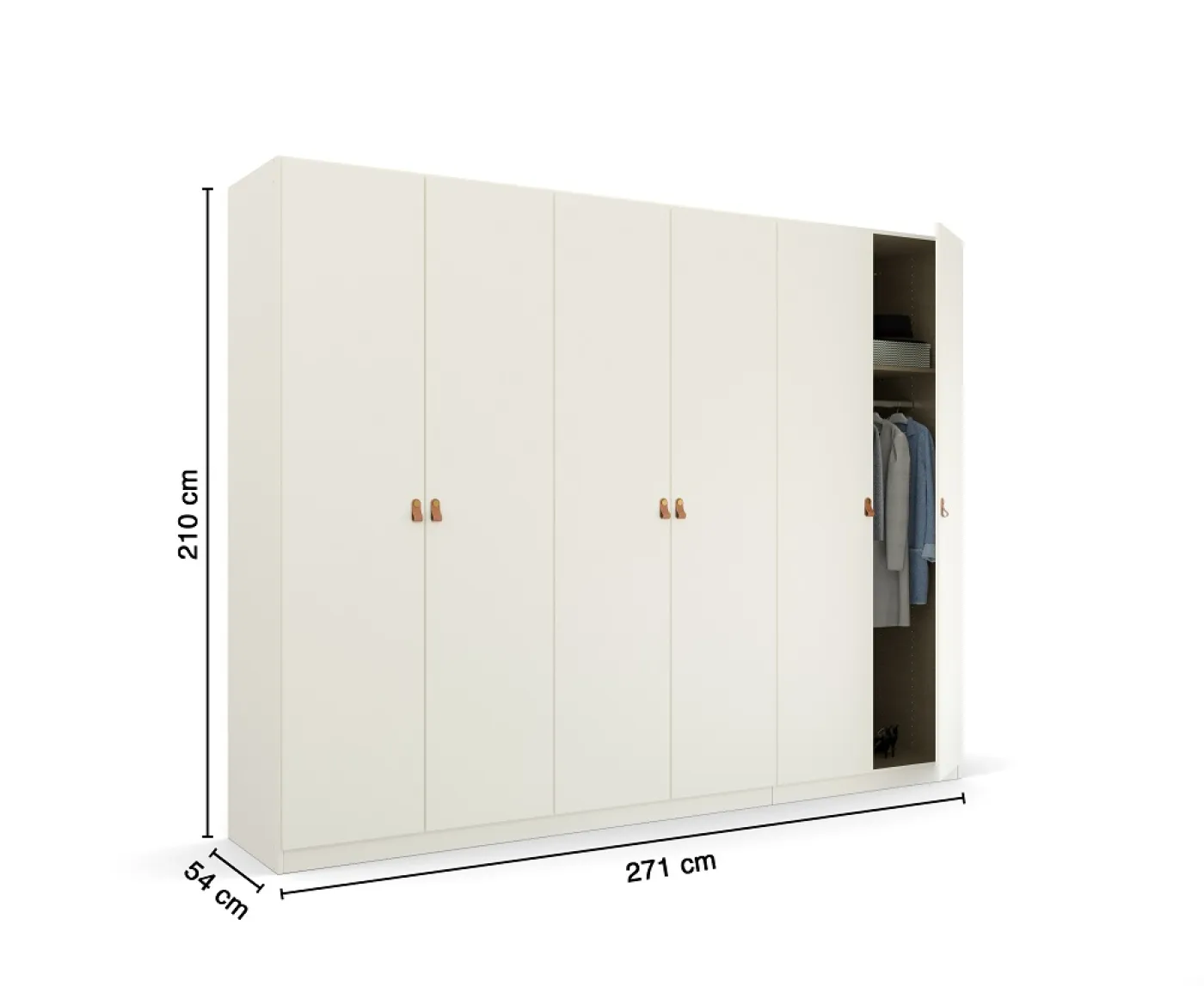 Kleiderschrank Drehtürenschrank Quadra-Spin | 6-türig | alpinweiß | 271x210 | Griff Homey