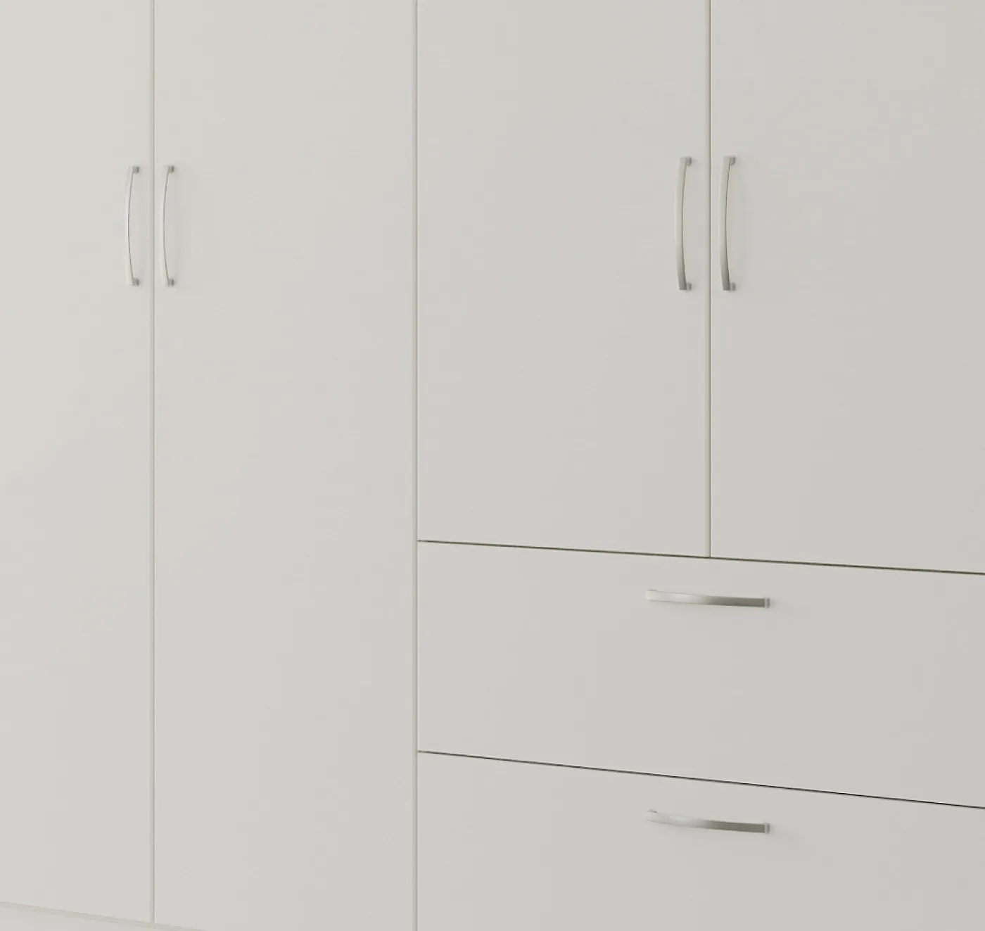 Kleiderschrank Drehtürenschrank Quadra-Spin | 6-türig | mit Schubkästen | alpinweiß | 271x210 | Griff Pure