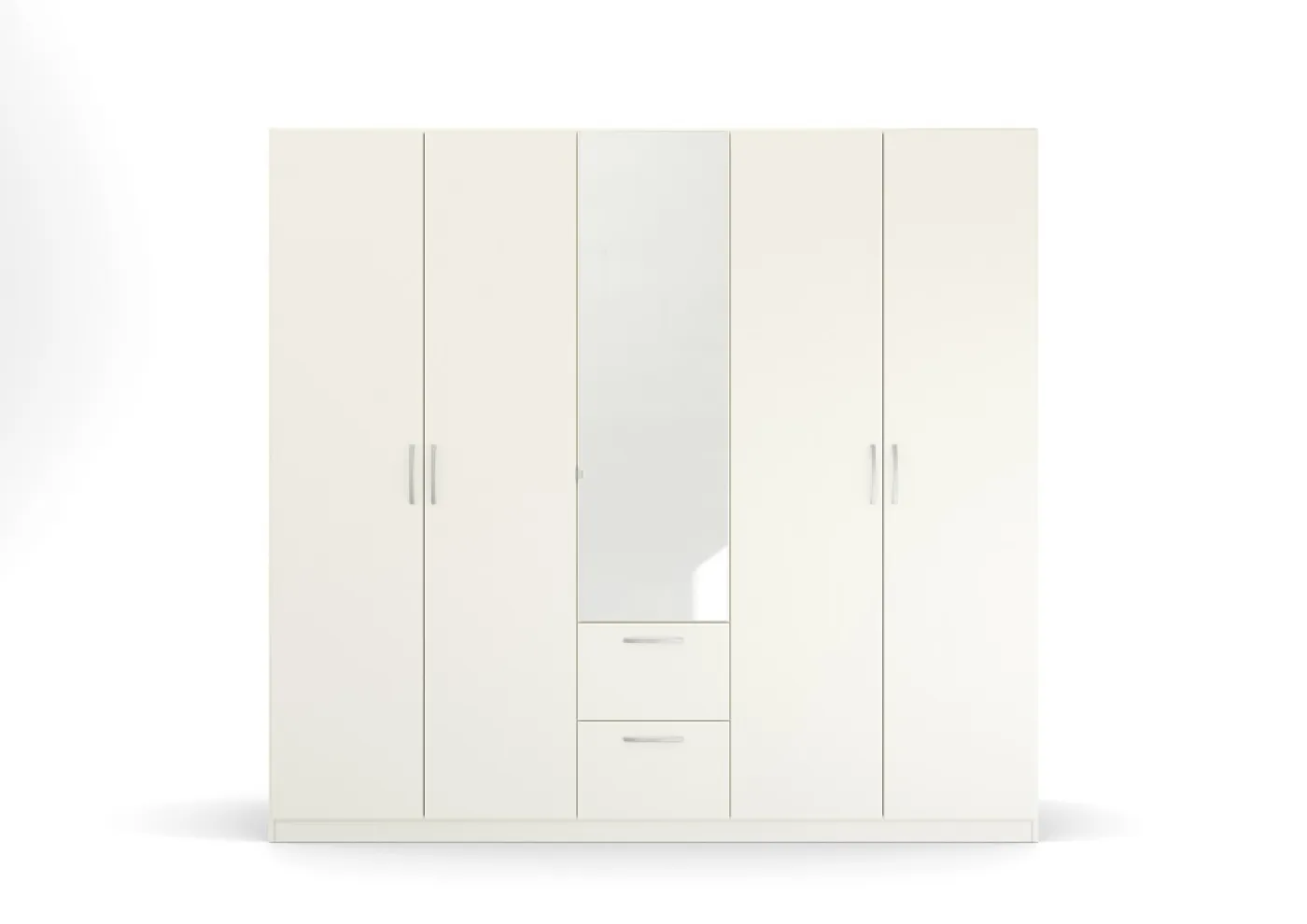 Kleiderschrank Drehtürenschrank Quadra-Spin | mit Spiegeltüren & Schubkästen | alpinweiß | Griff