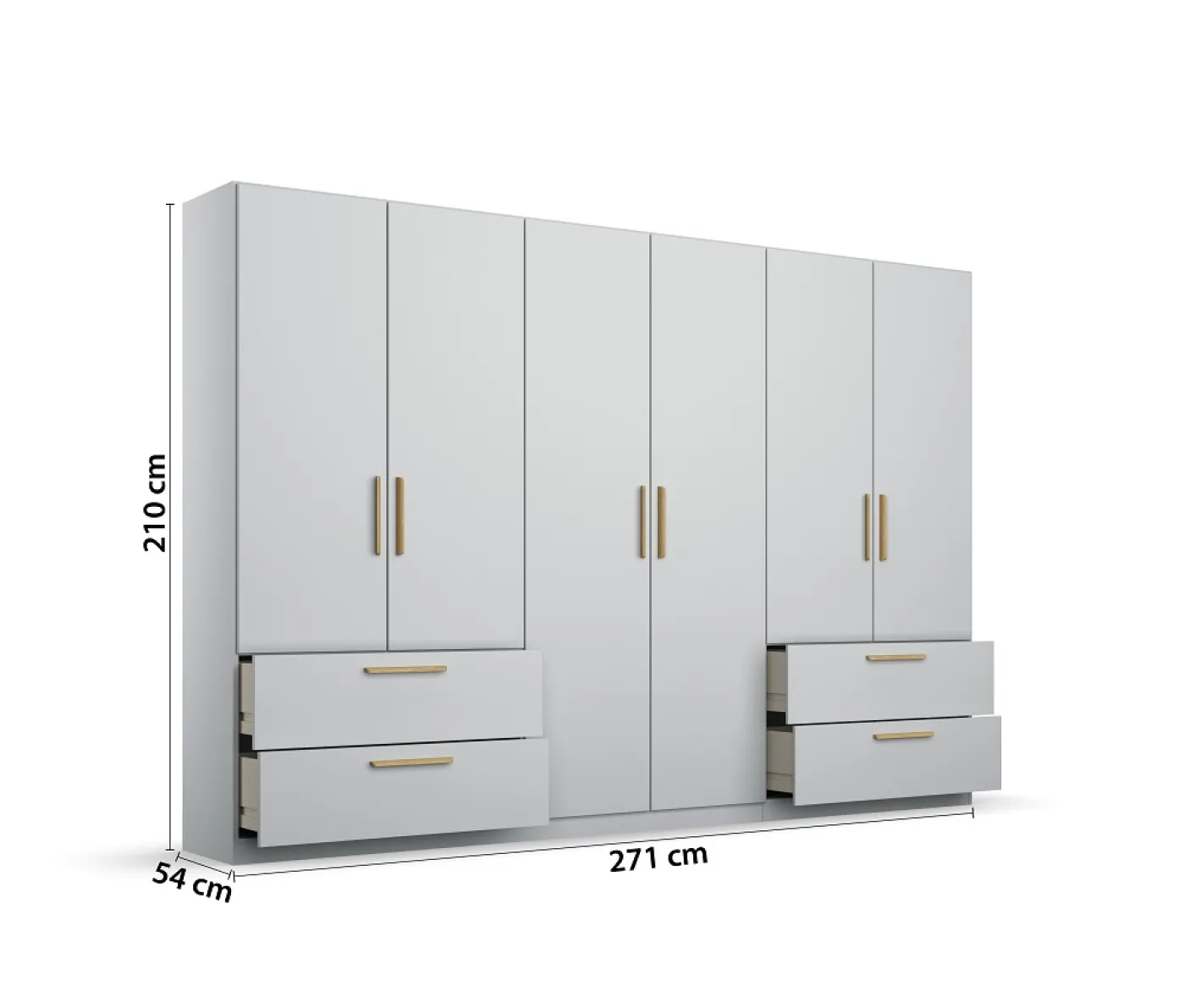 Kleiderschrank Drehtürenschrank Skandi | mit Schubkästen | seidengrau | verschiedene Größen
