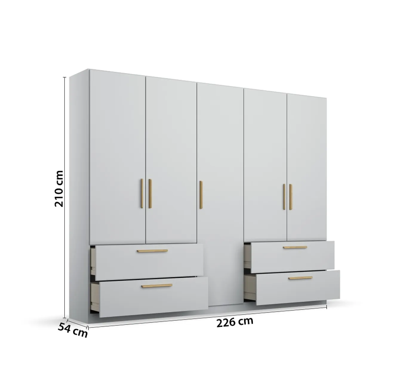 Kleiderschrank Drehtürenschrank Skandi | mit Schubkästen | seidengrau | verschiedene Größen