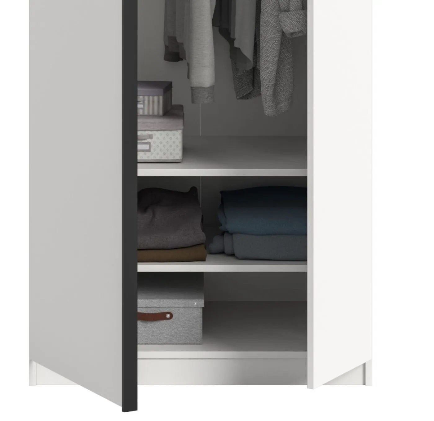 Kleiderschrank Oakland | mit 2 Türen & 2 Einlegeböden | weiß