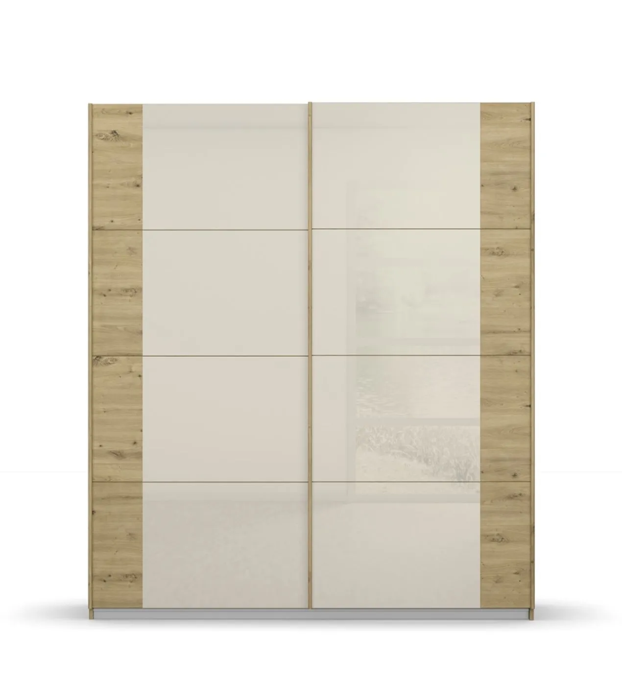 Kleiderschrank Schwebetürenschrank Artemis | mit Glastüren | Eiche Artisan / champagner | verschiedene Größen