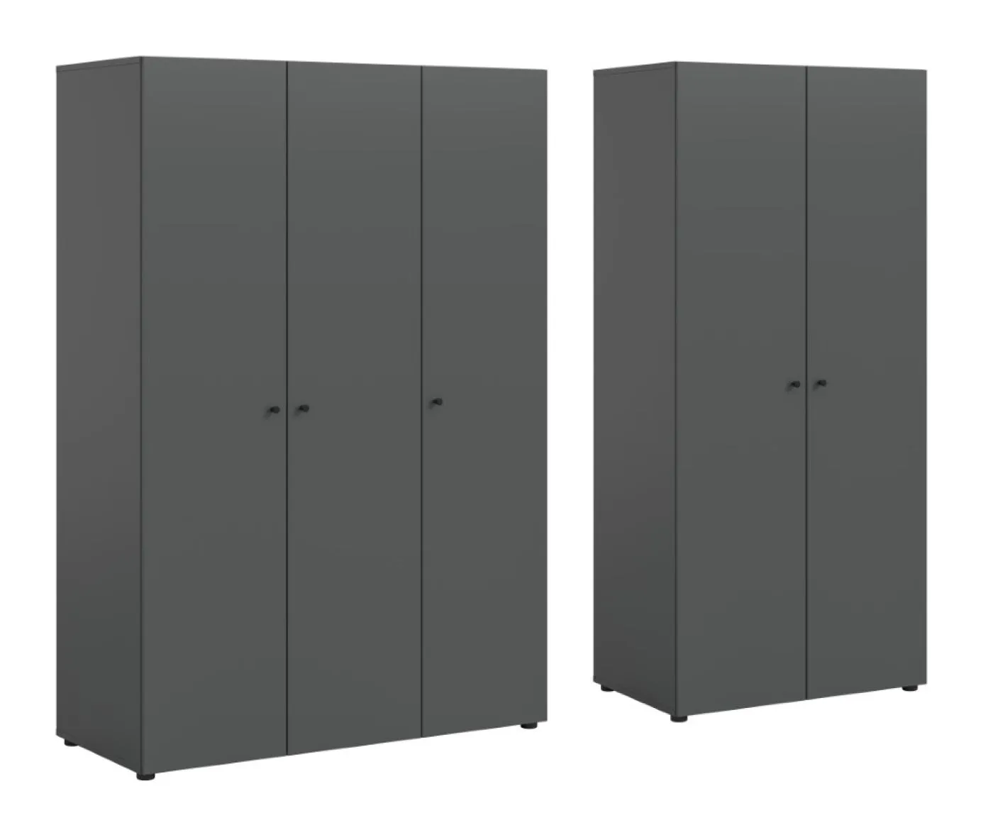 Kleiderschrank Set Darwin | 2-teilig | mit 2 & 3 Türen | anthrazit