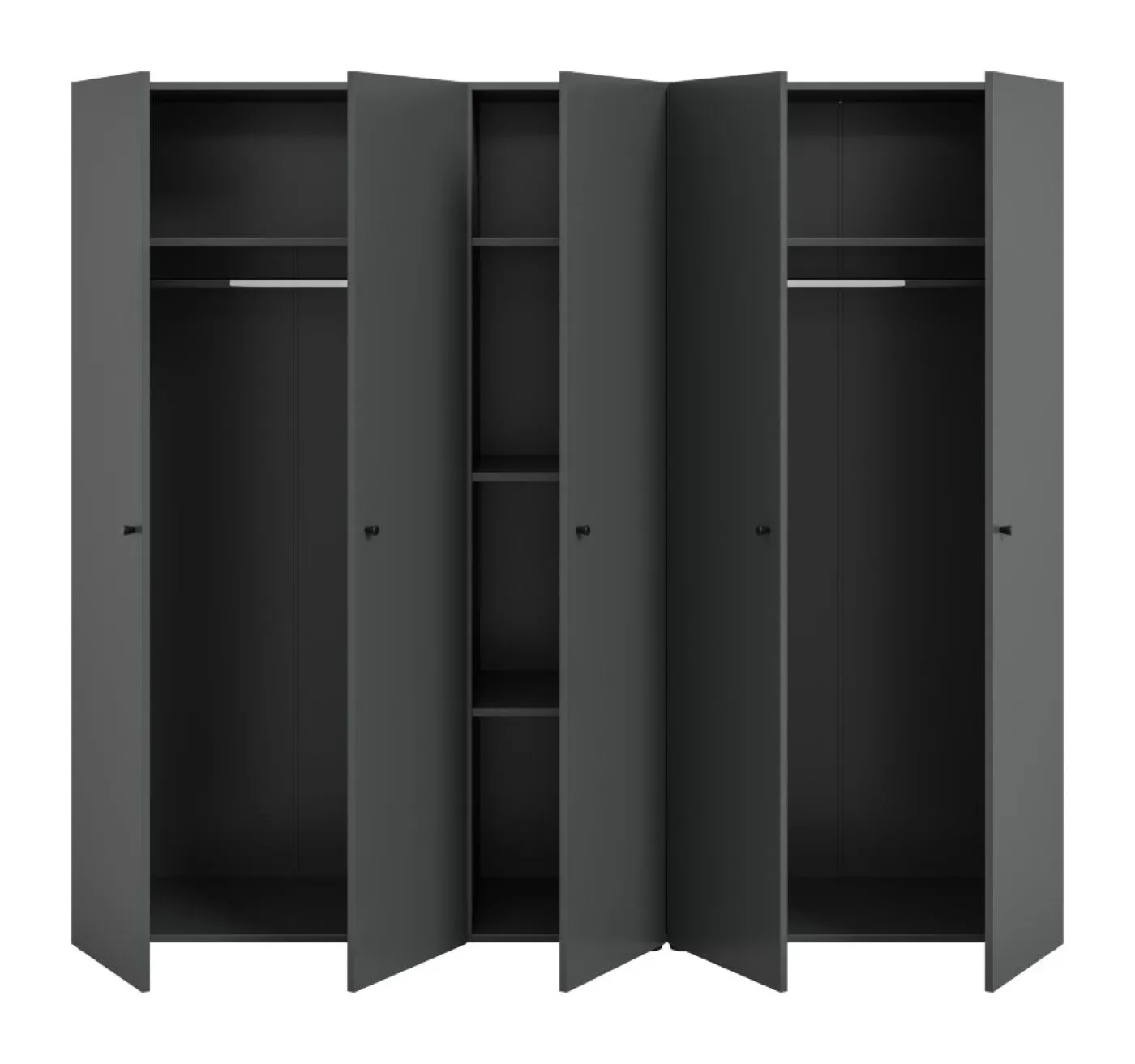 Kleiderschrank Set Darwin | 2-teilig | mit 2 & 3 Türen | anthrazit