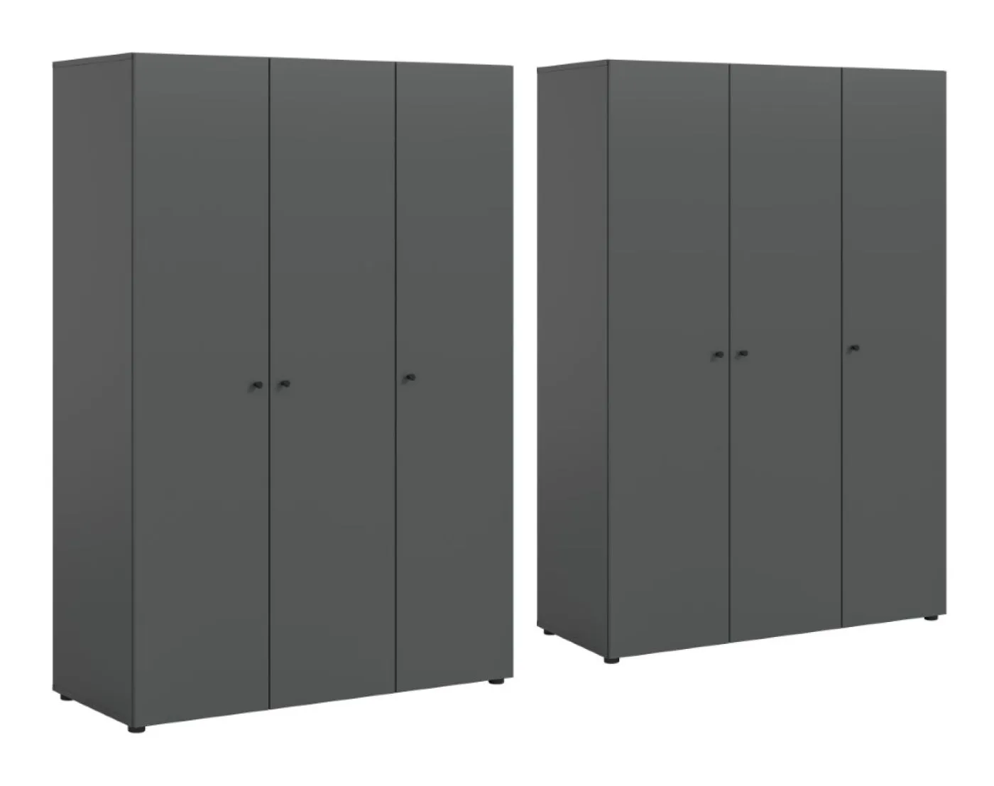 Kleiderschrank Set Darwin | 2-teilig | mit 3 Türen | anthrazit