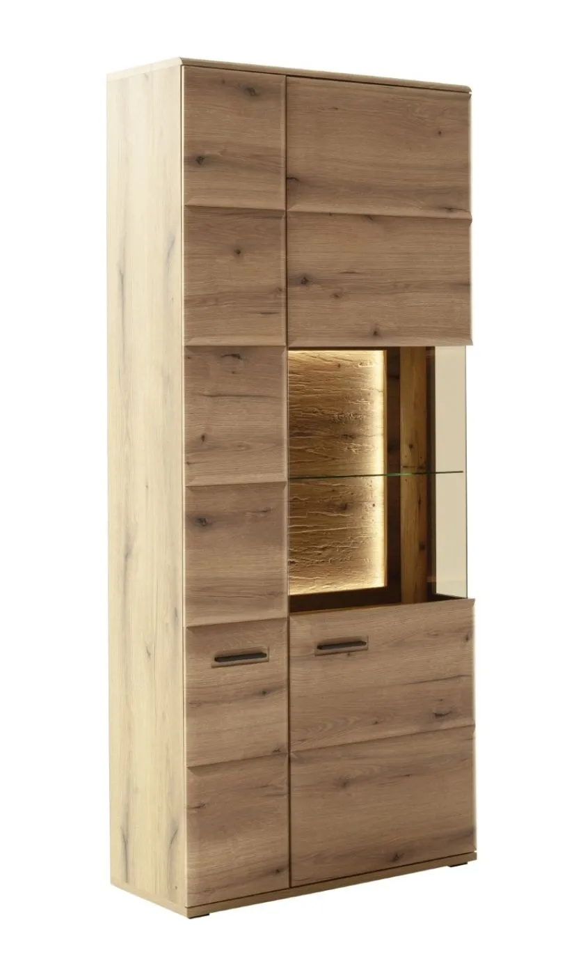 Kombi-Vitrine Naxos | Eiche Evoke | LED Beleuchtung