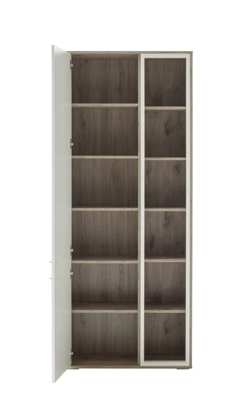 Kombi-Vitrine Santerno | Soft white / Viking Oak | LED Beleuchtung