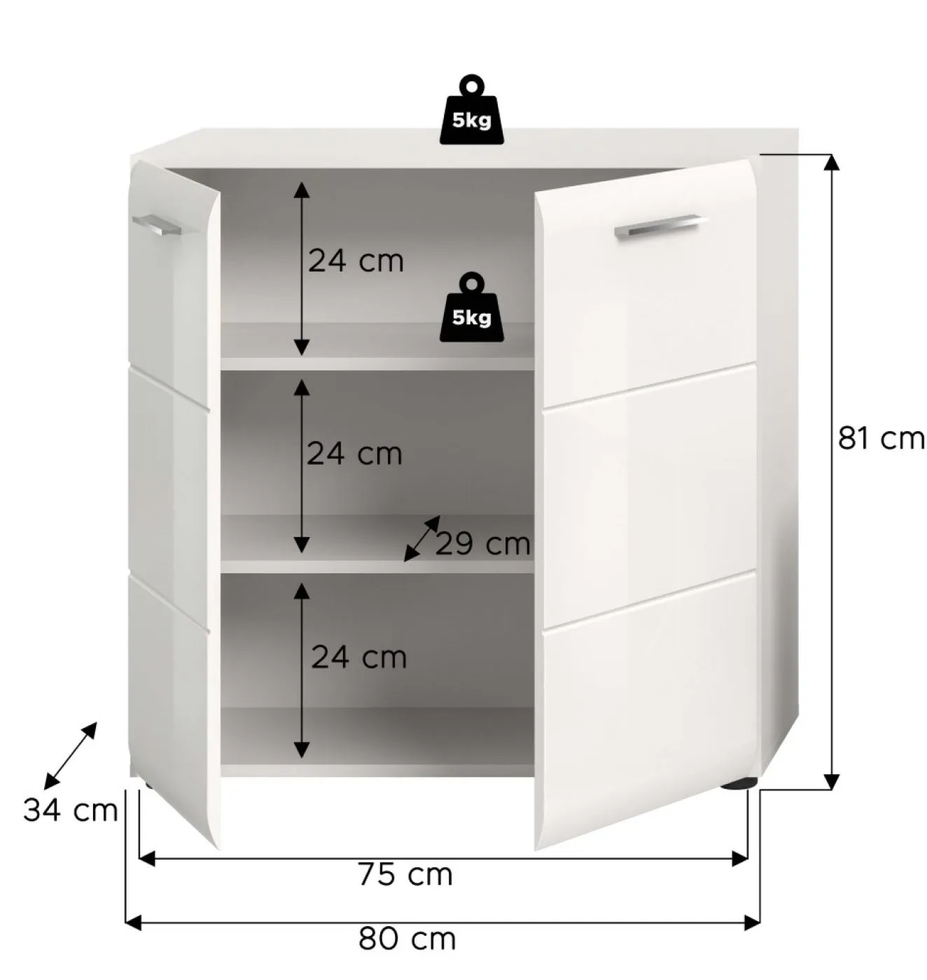Kommode Ice | mit 2 Türen | weiß