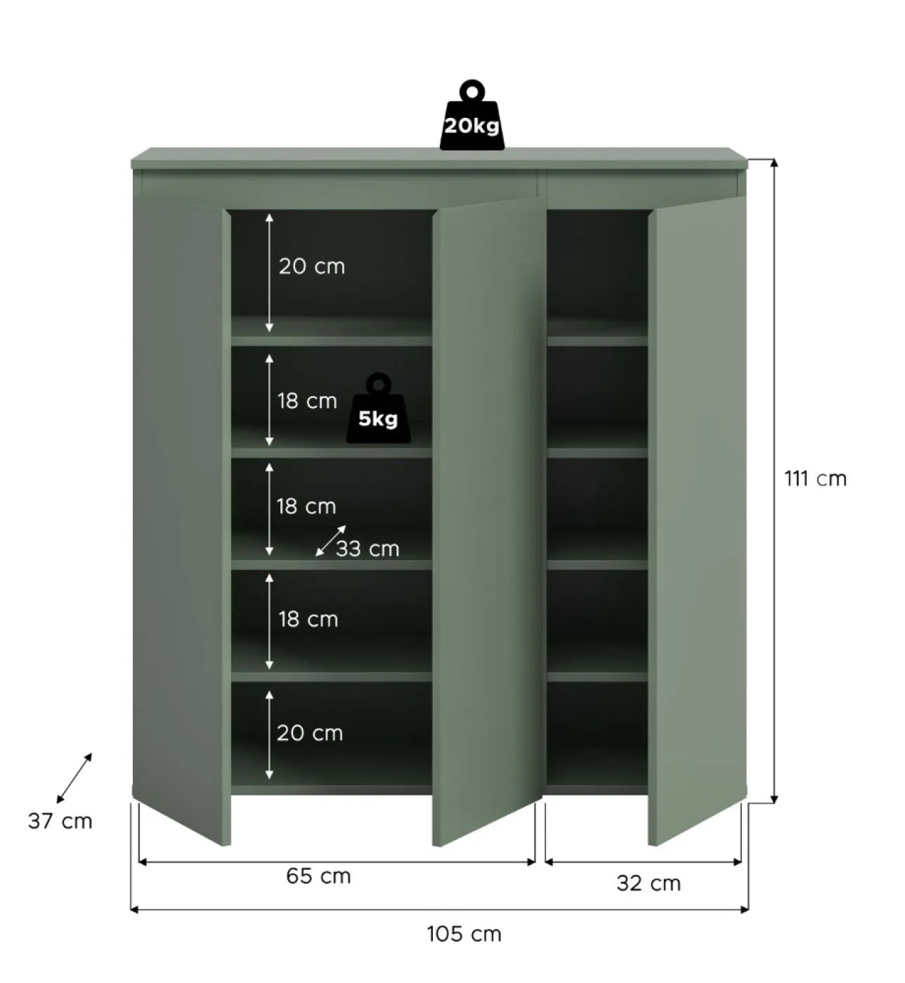Kommode Scarpa | 105 x 110cm | Smoke green