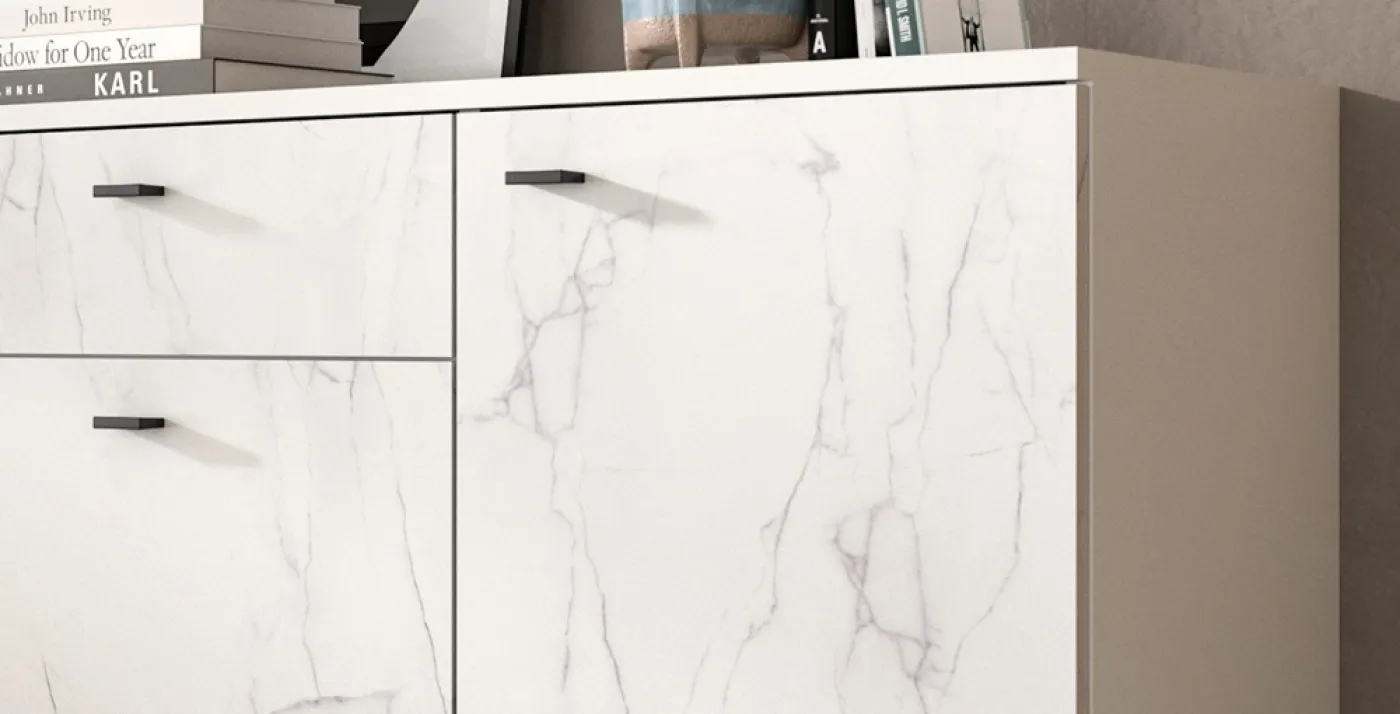 Kommode Stone | weiß | Marmoroptik