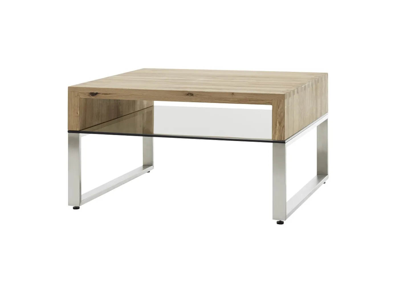 Couchtisch Hilary | Asteiche massiv | mit Glasplatte | 70x70 | Eiche