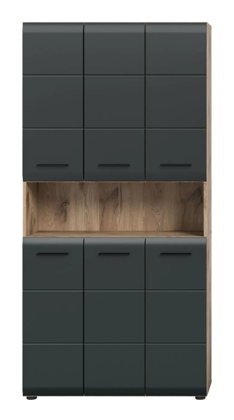 Mehrzweckschrank Ice | Nox Oak / schwarz matt