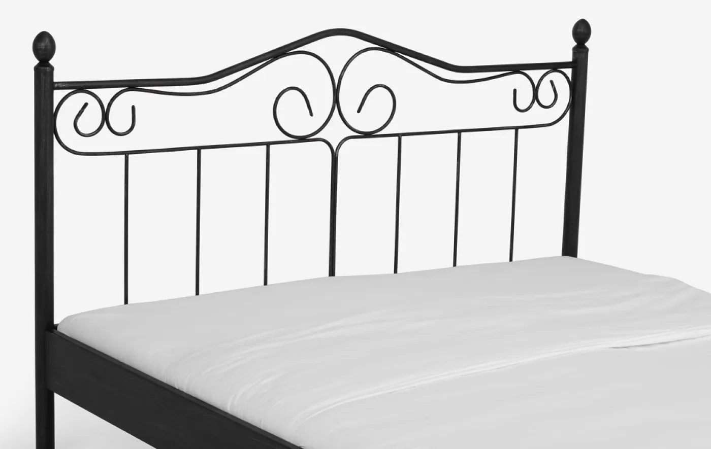 Metallbett Iris | schwarz / silber gewischt | 140x210 | ohne Fußteil