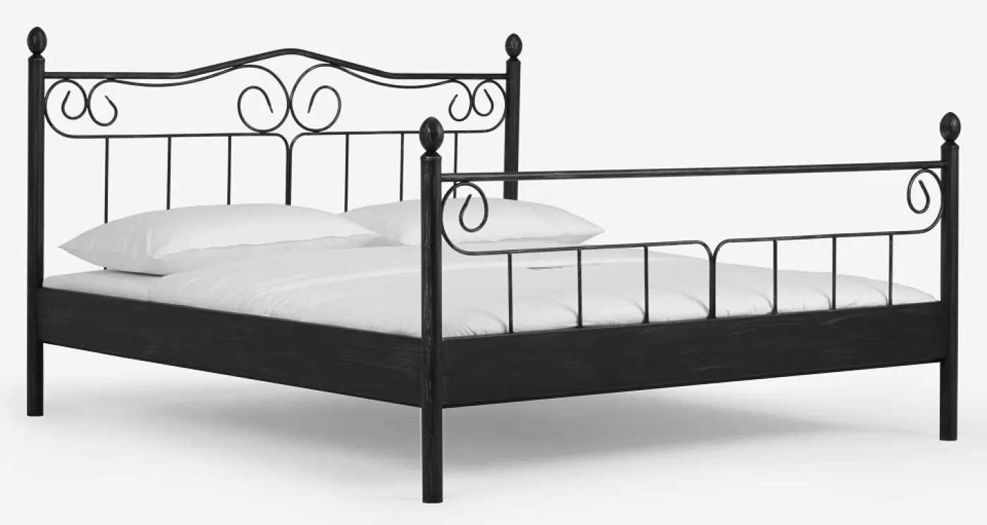 Metallbett Iris | schwarz / silber gewischt | 160x220 | mit Fußteil