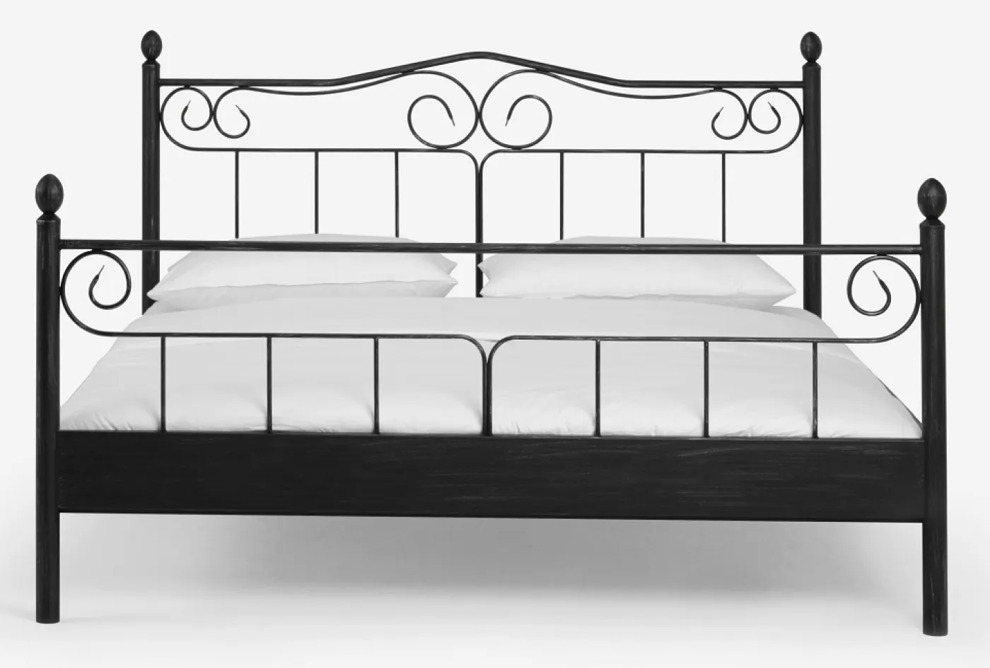 Metallbett Iris | schwarz / silber gewischt | 200x200 | mit Fußteil