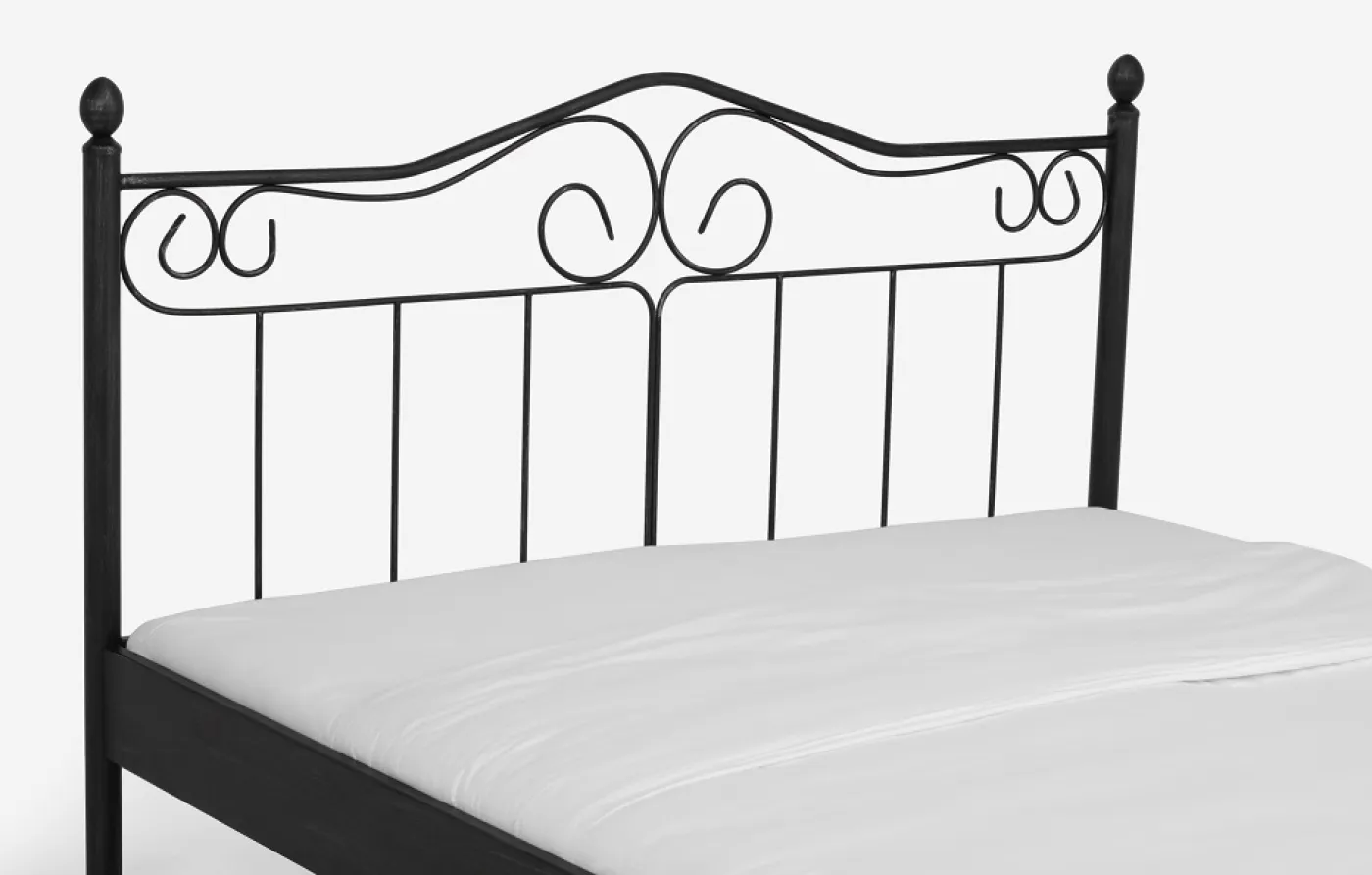 Metallbett Iris | schwarz / silber gewischt | 200x200 | mit Fußteil