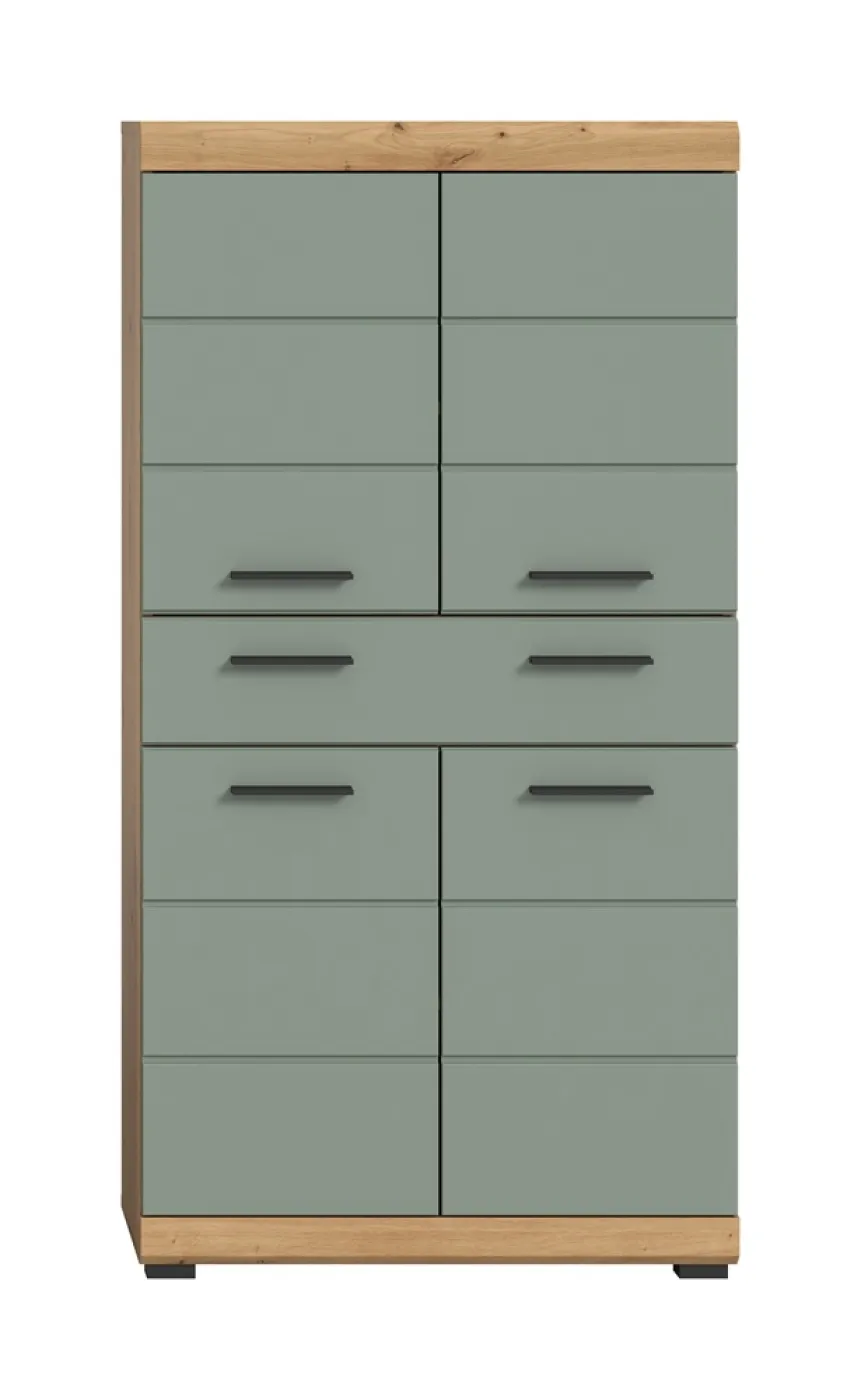 Midischrank breit Scout | mit Schubkasten | Salbei / Artisan Eiche