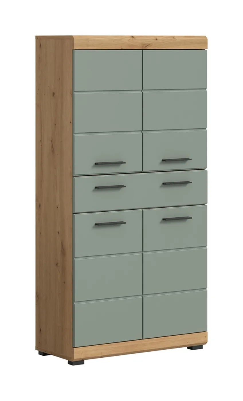 Midischrank breit Scout | mit Schubkasten | Salbei / Artisan Eiche