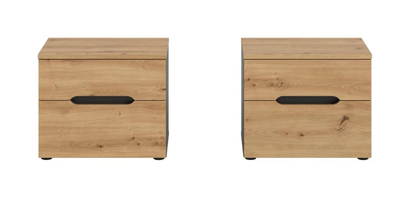 Nachttisch Set Canu | 2 teilig | artisan / Basalt grau