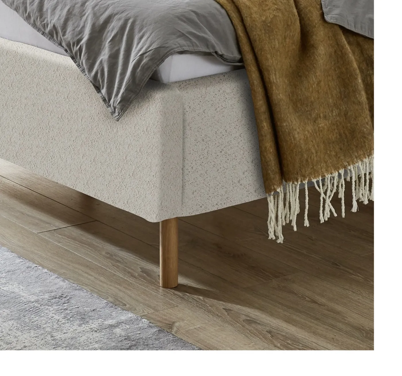 Polsterbett Mattis | beige Flausch | 160 x 200 cm | ohne Lattenrost & Bettkasten