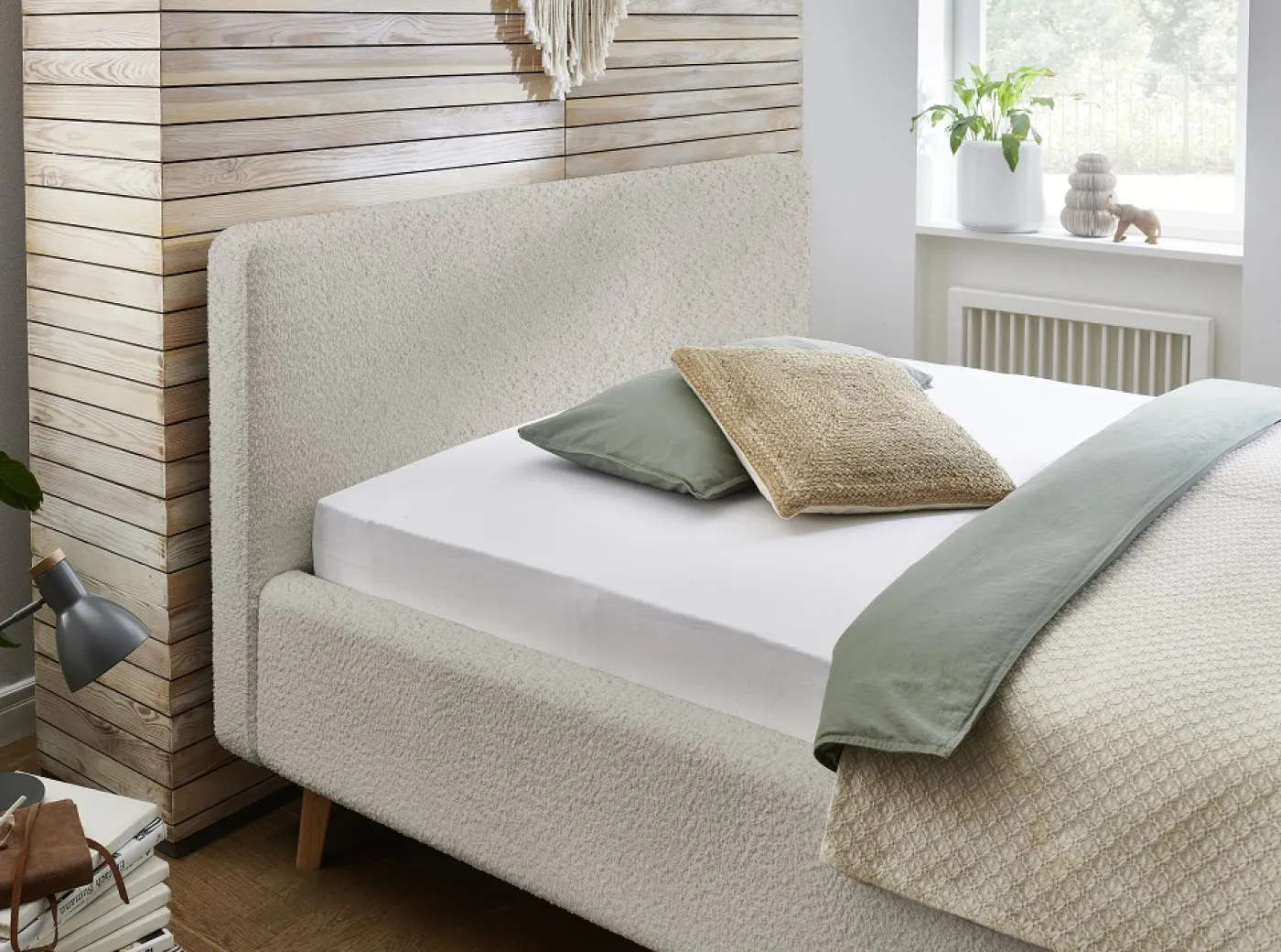 Polsterbett Mattis | beige Flausch | 160 x 200 cm | ohne Lattenrost & Bettkasten