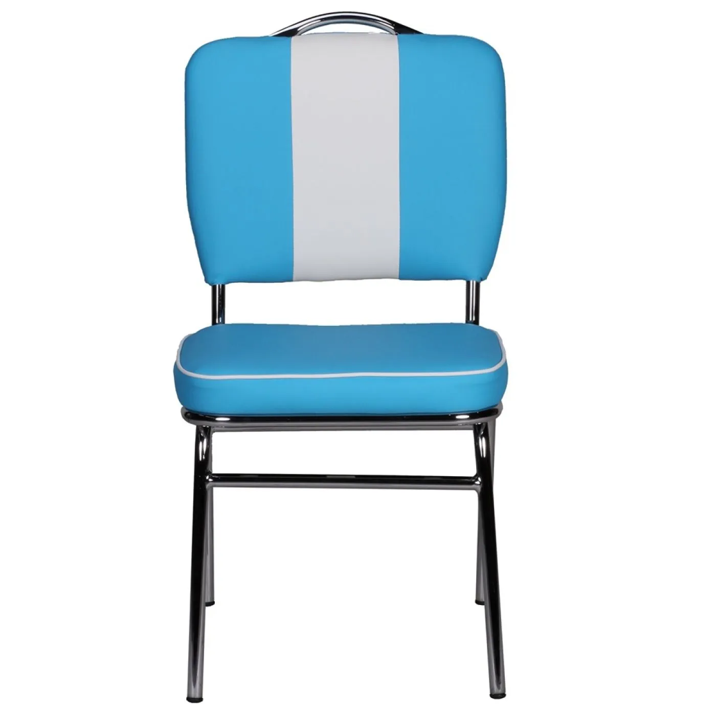 Polsterstuhl Deni | Retro Vintage | blau / weiß