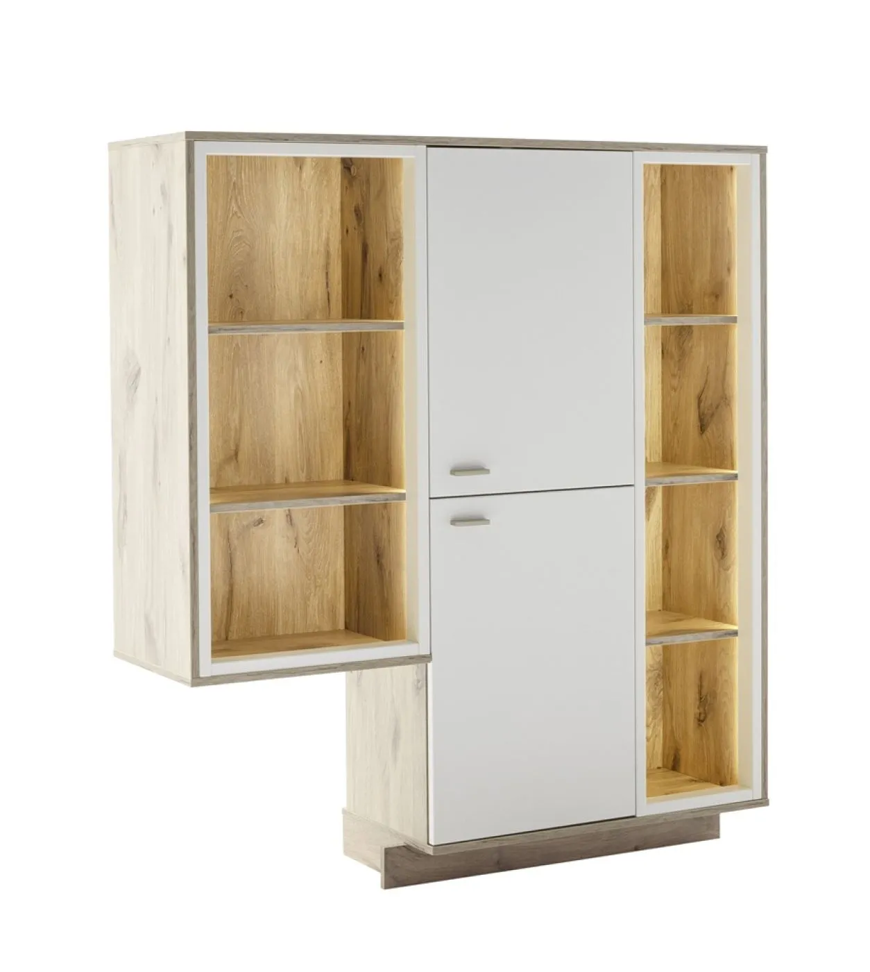 Regalschrank Highboard Santerno | Soft white / Viking Oak | ohne Beleuchtung