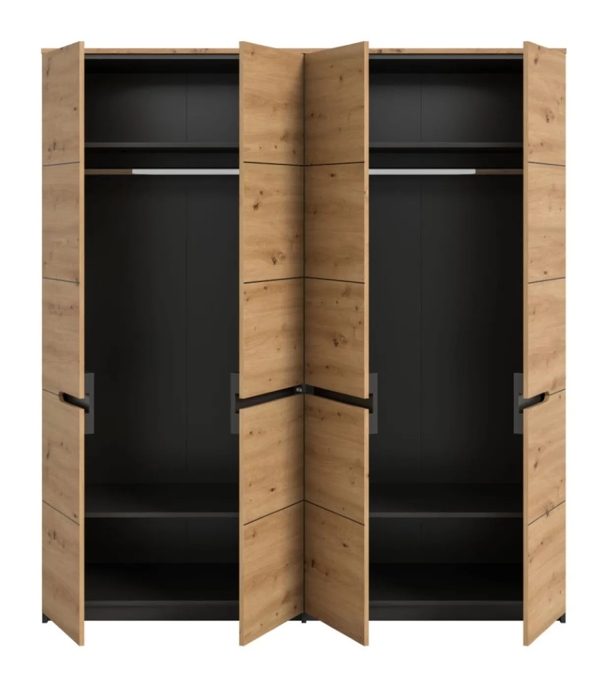 Schlafzimmer-Set Canu (L) | mit Kleiderschrank | artisan / Basalt grau | 4-teilig