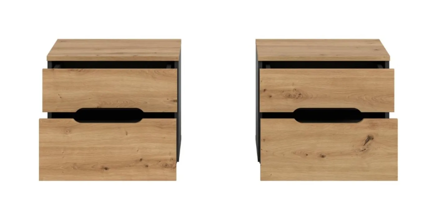 Schlafzimmer-Set Canu (L) | mit Kleiderschrank | artisan / Basalt grau | 4-teilig