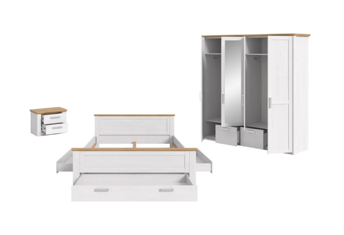 Schlafzimmer-Set Verona 2 | 3-teilig | mit Bettkastenauszügen | Artisan / Sibiu Lärche