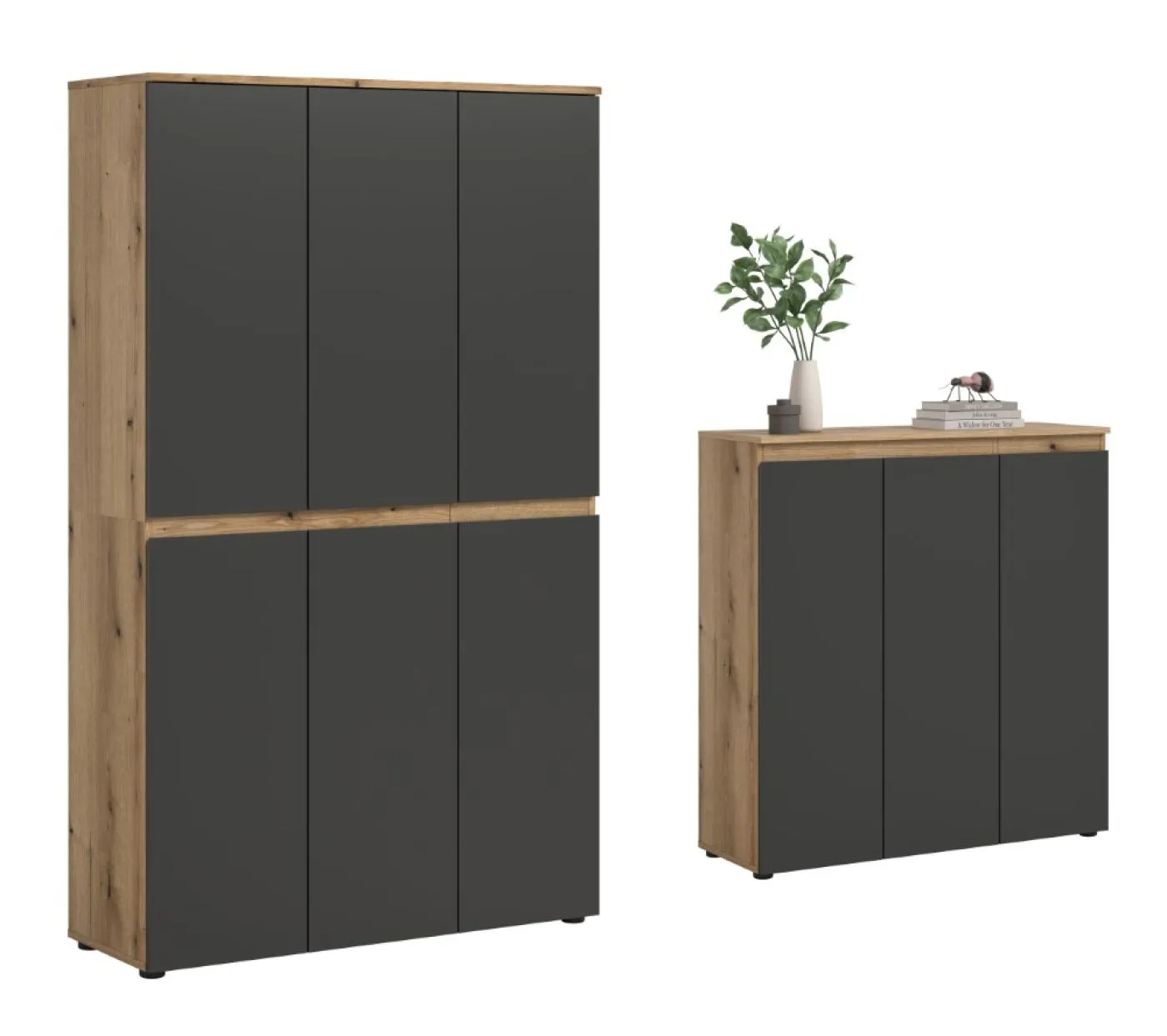 Schrankkombination Scarpa 2 | 2-teilig | anthrazit / Evoke Eiche