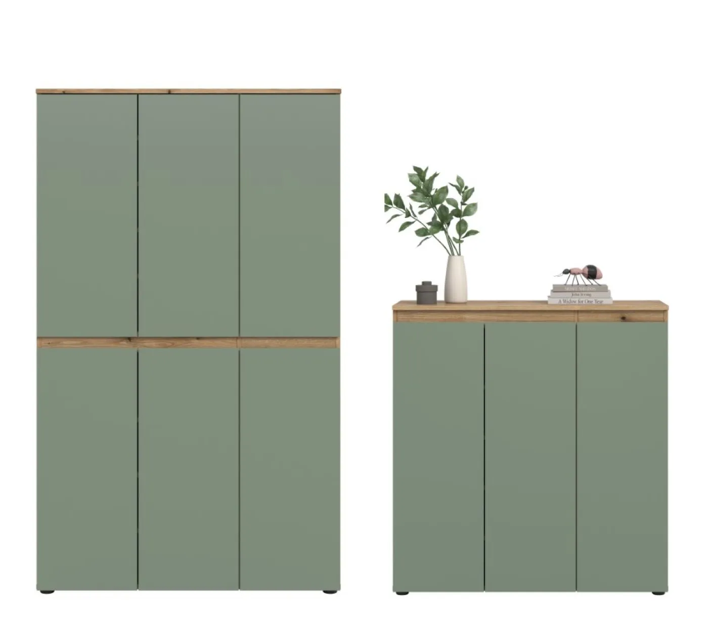 Schrankkombination Scarpa 2 | 2-teilig | Smoke green / Evoke Eiche