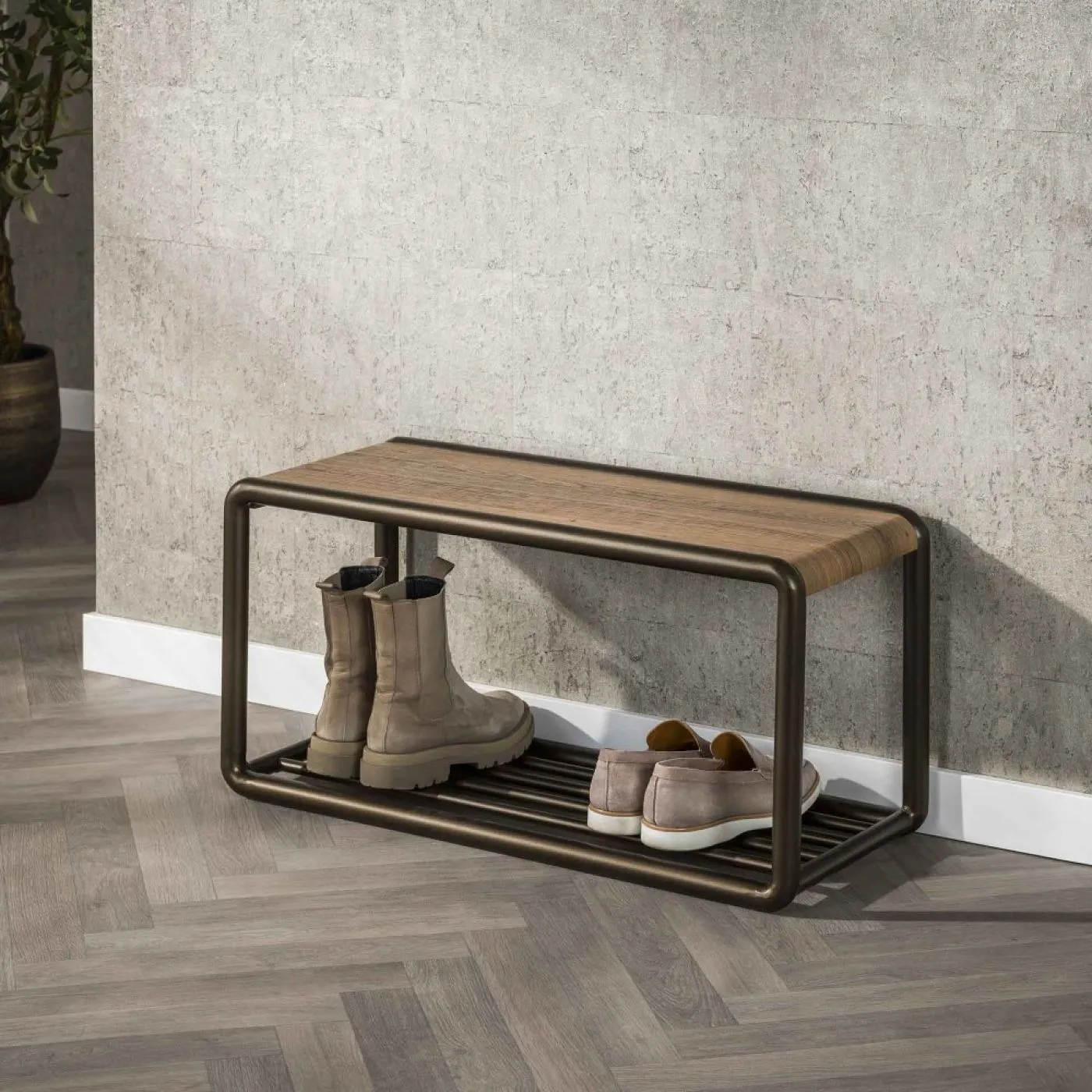 Schuhbank Shio | Eiche | Drift brown