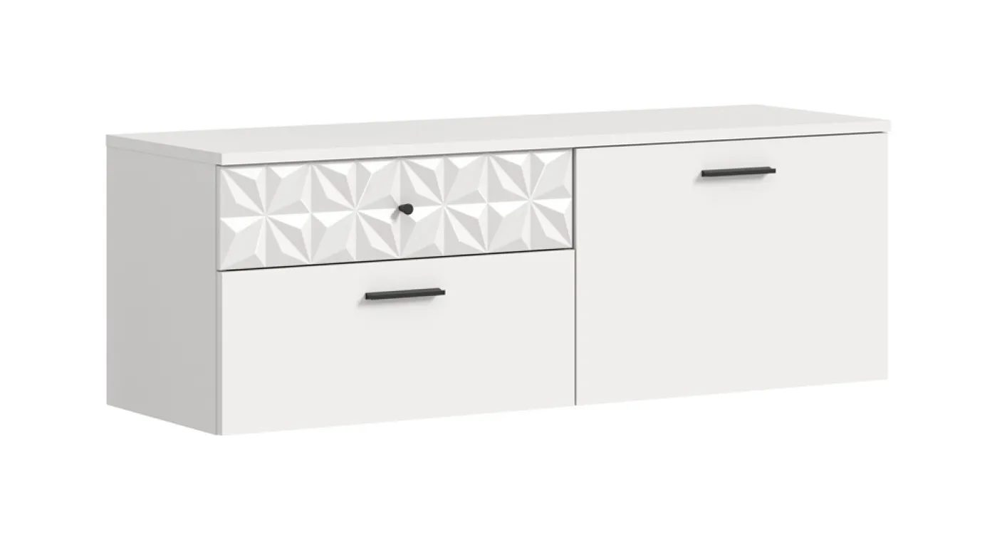 Schuhschrank/Hängeschrank Prisma | weiß / weiß Hochglanz