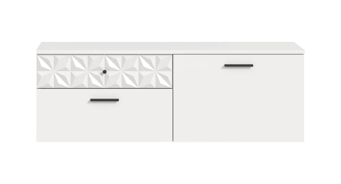 Schuhschrank/Hängeschrank Prisma | weiß / weiß Hochglanz