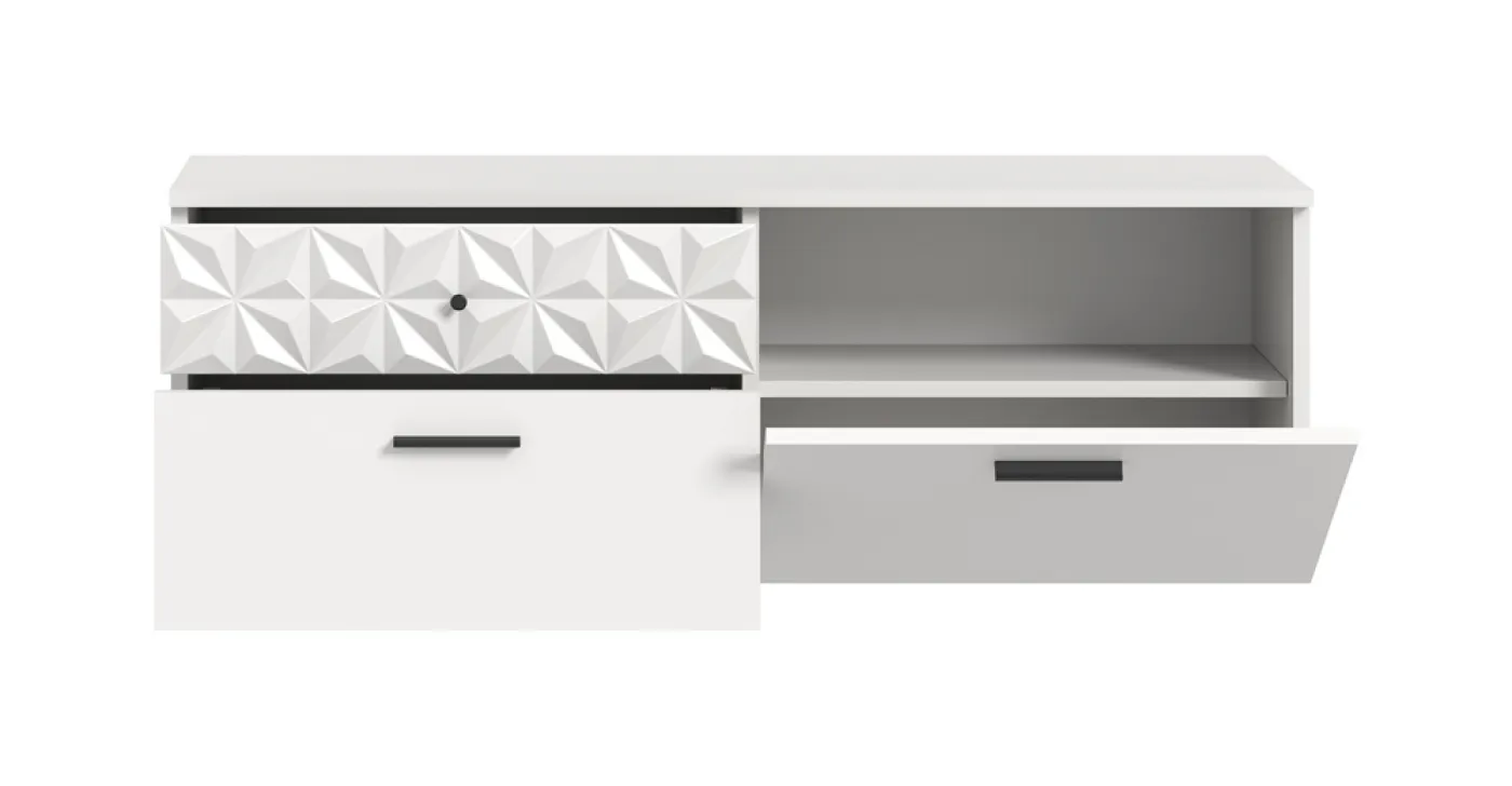 Schuhschrank/Hängeschrank Prisma | weiß / weiß Hochglanz
