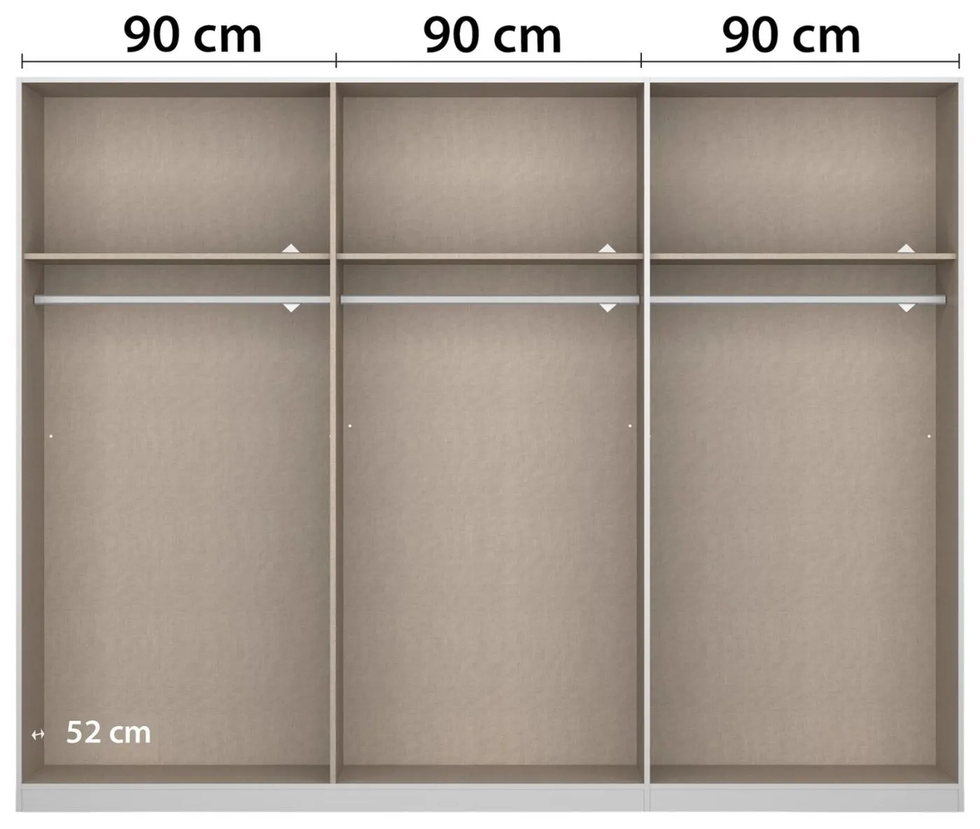 Schwebetürenschrank Artemis | mit Glastüren | alpinweiß / basalt grau | 271 x 210 x 62 cm