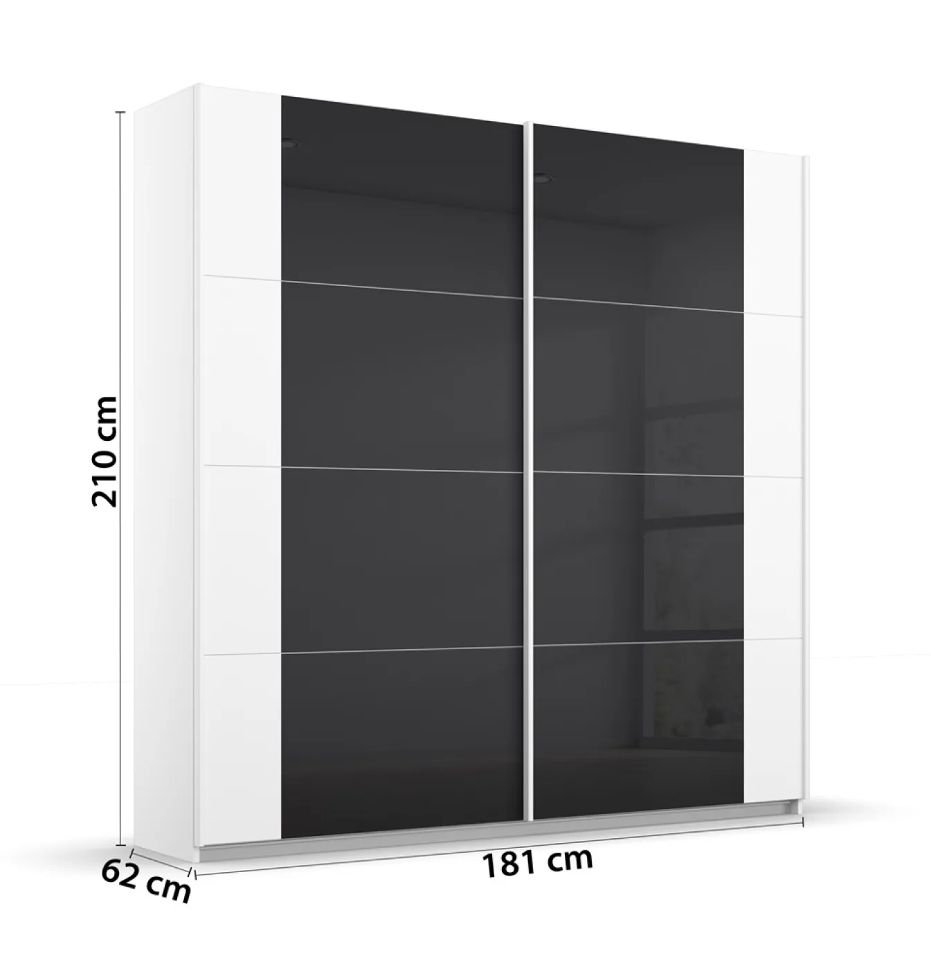 Schwebetürenschrank Artemis | mit Glastüren | alpinweiß / basalt grau | verschiedene Größe