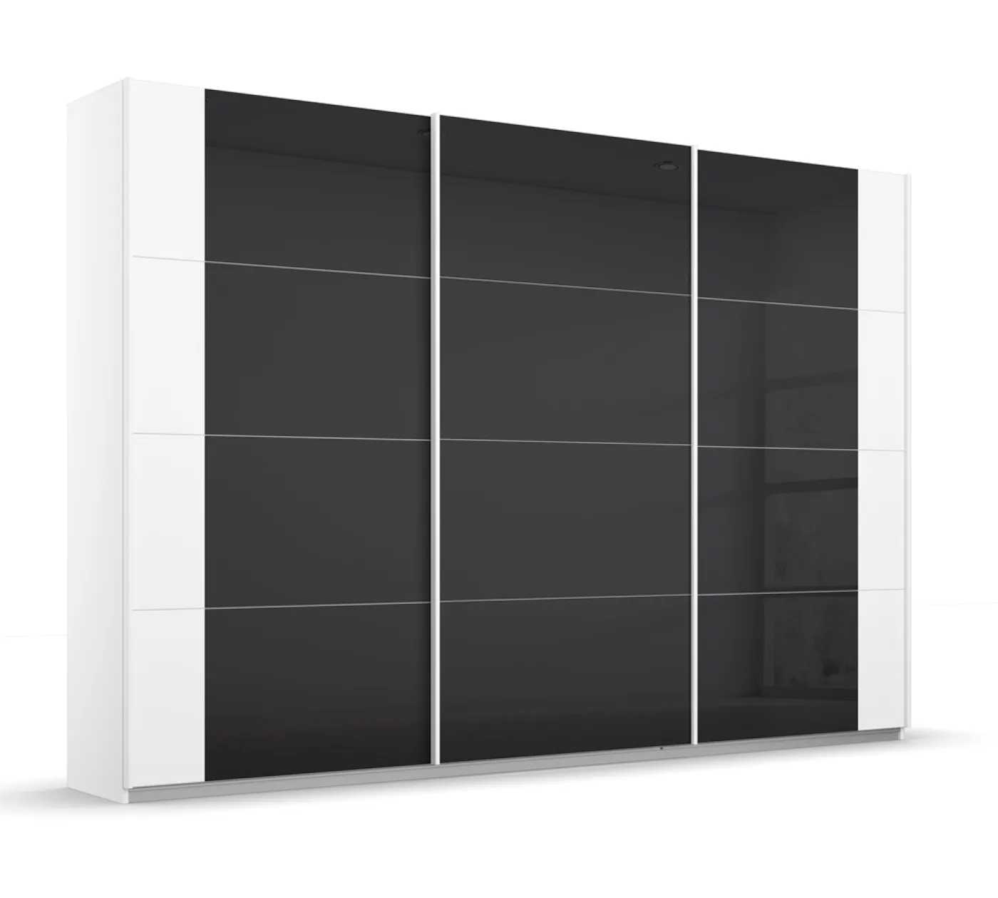 Schwebetürenschrank Artemis | mit Glastüren | alpinweiß / basalt grau | verschiedene Größe